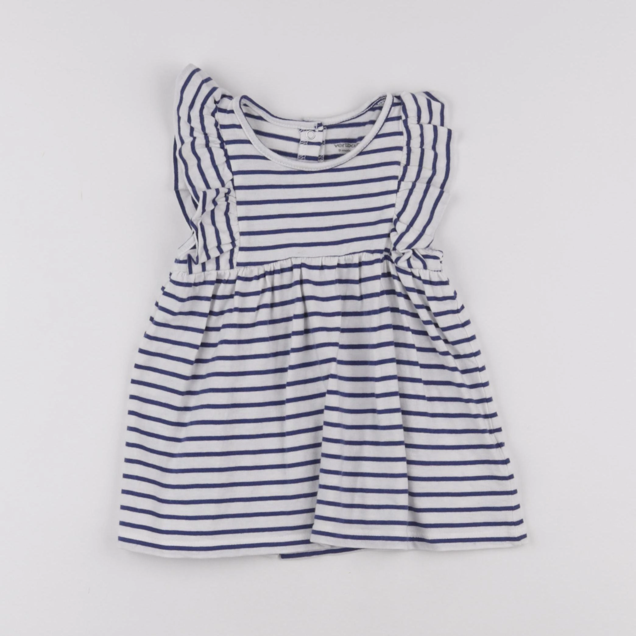 Vertbaudet - robe blanc, bleu - 9 mois