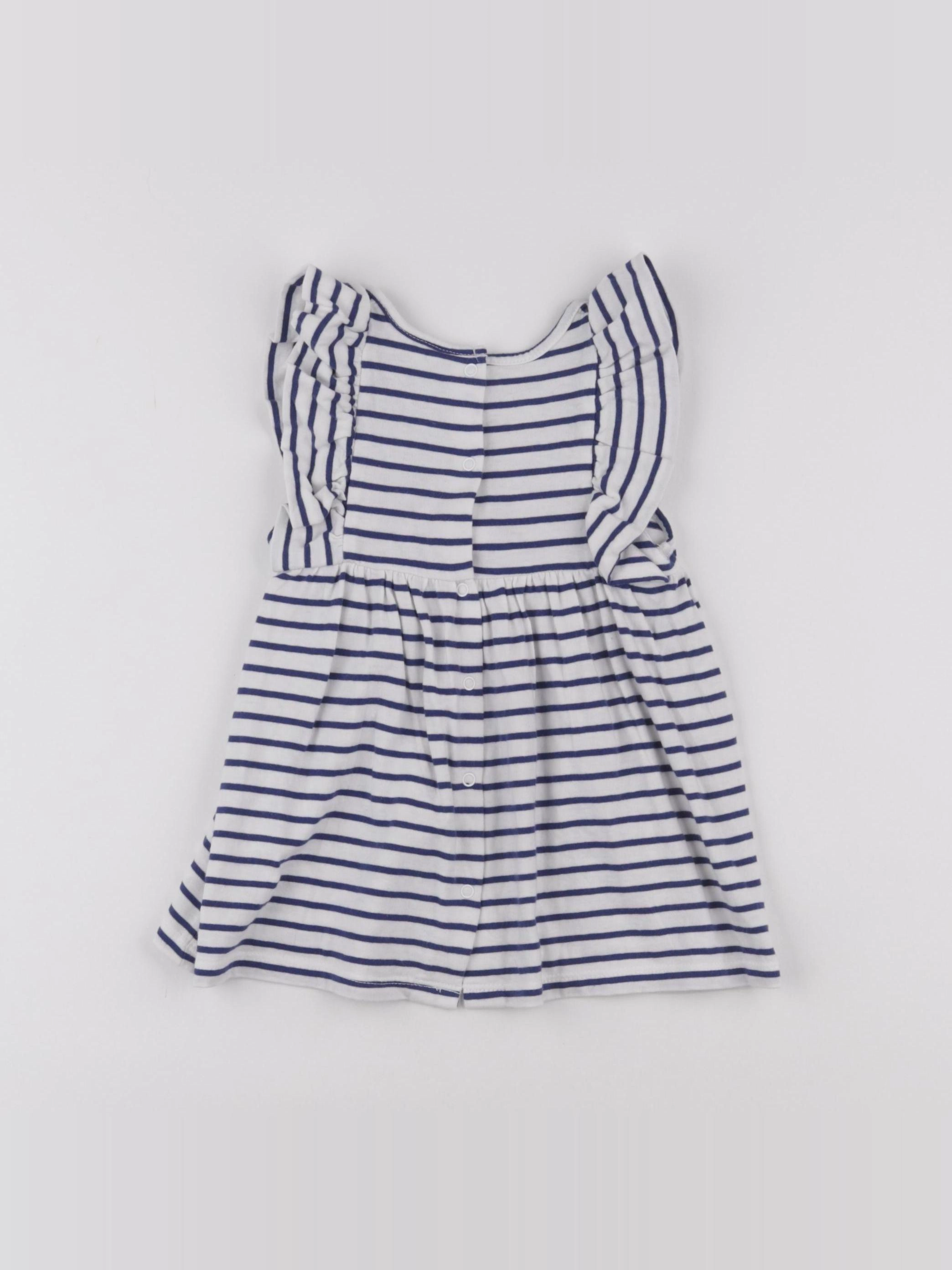 Vertbaudet - robe blanc, bleu - 9 mois