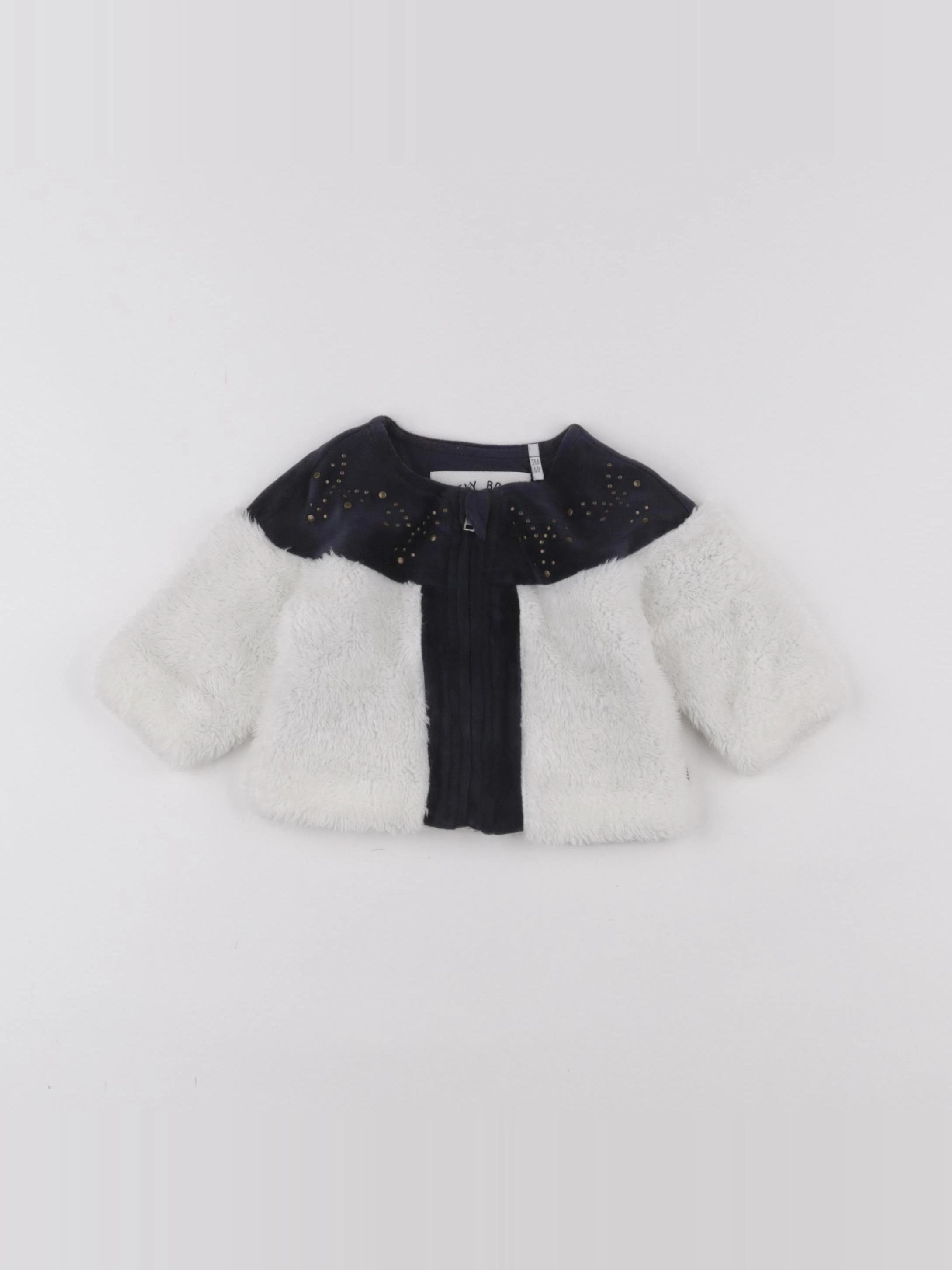 IKKS - gilet blanc, bleu - 3 mois