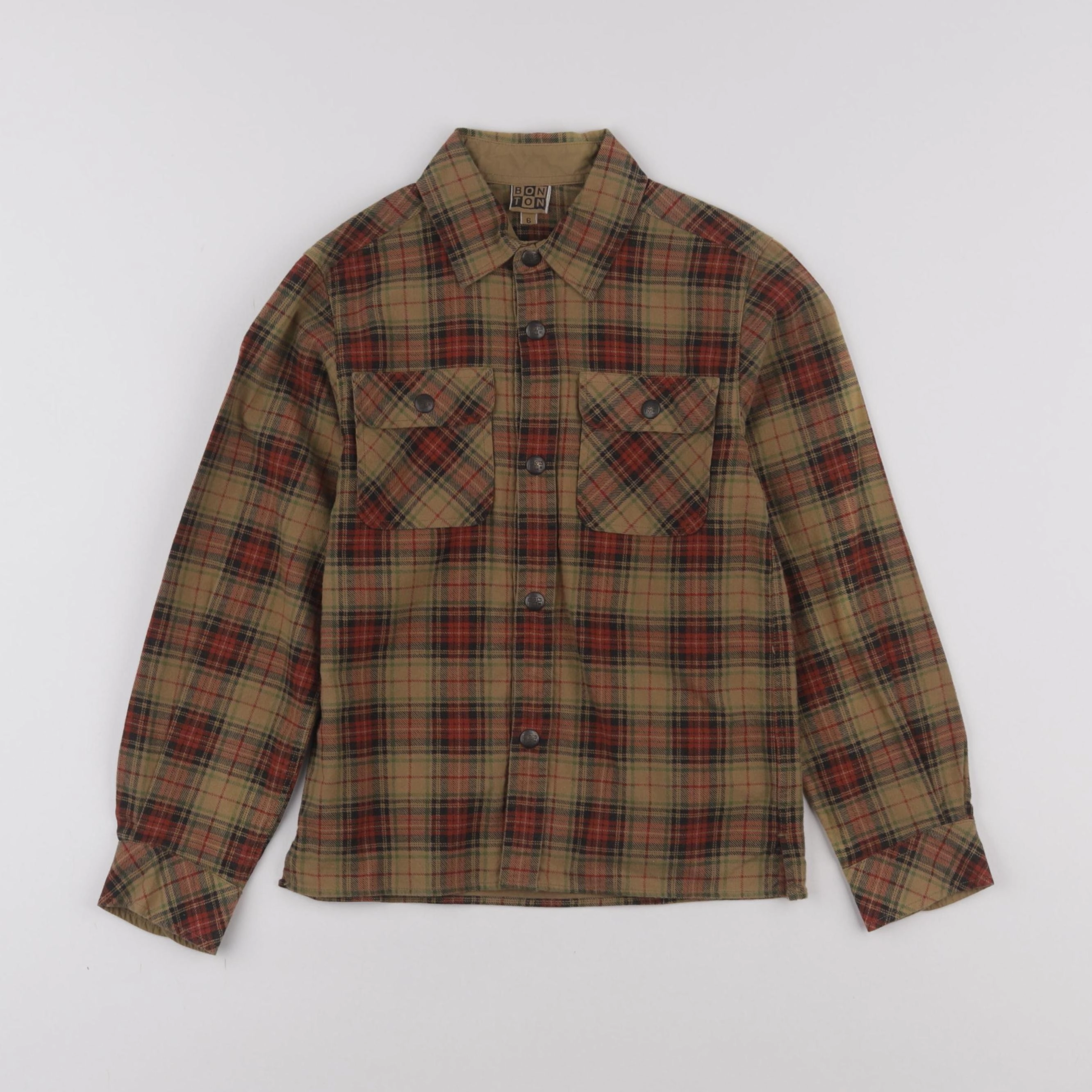 Bonton - chemise marron, rouge - 6 ans
