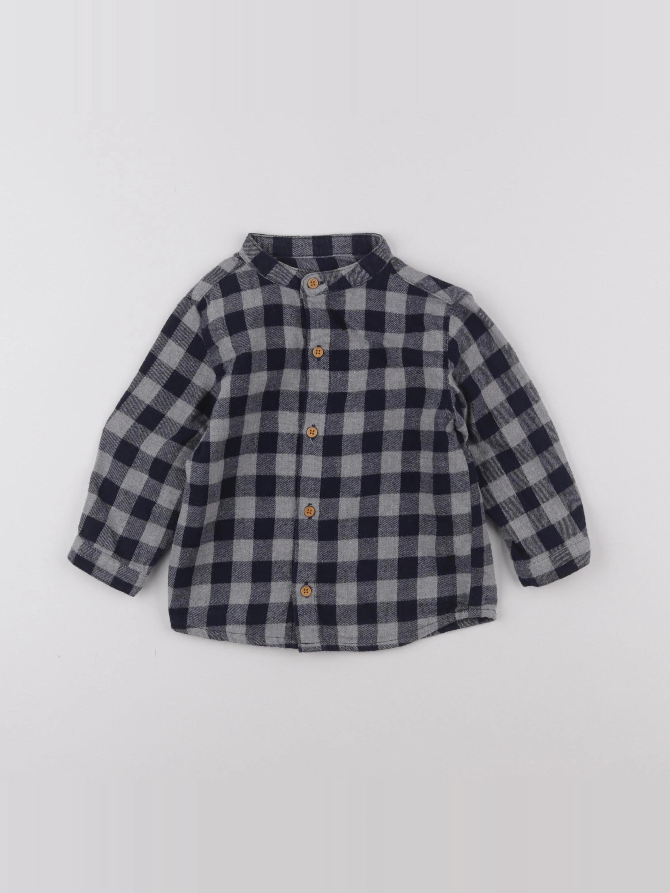 Boutchou - chemise bleu, gris - 18 mois