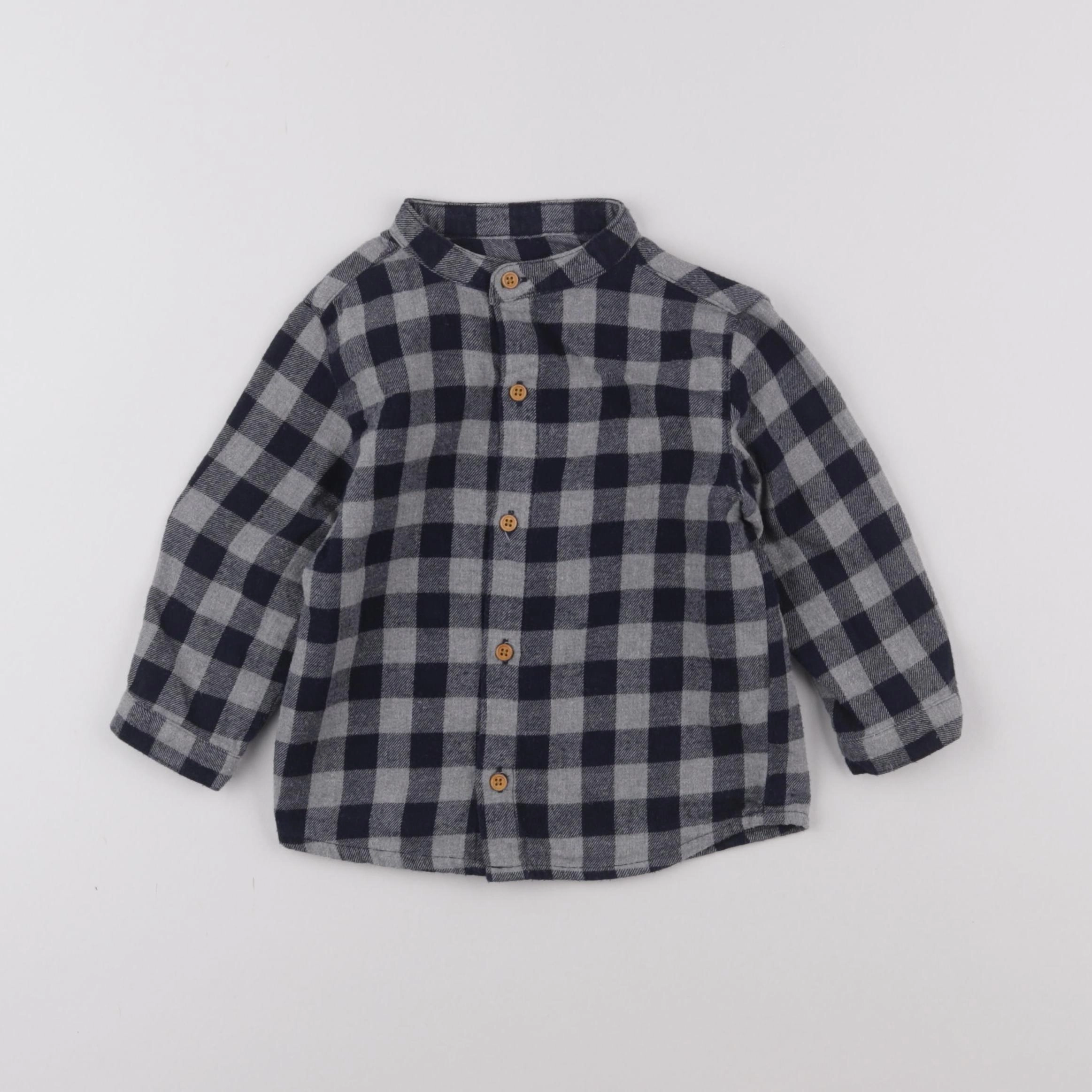 Boutchou - chemise bleu, gris - 18 mois