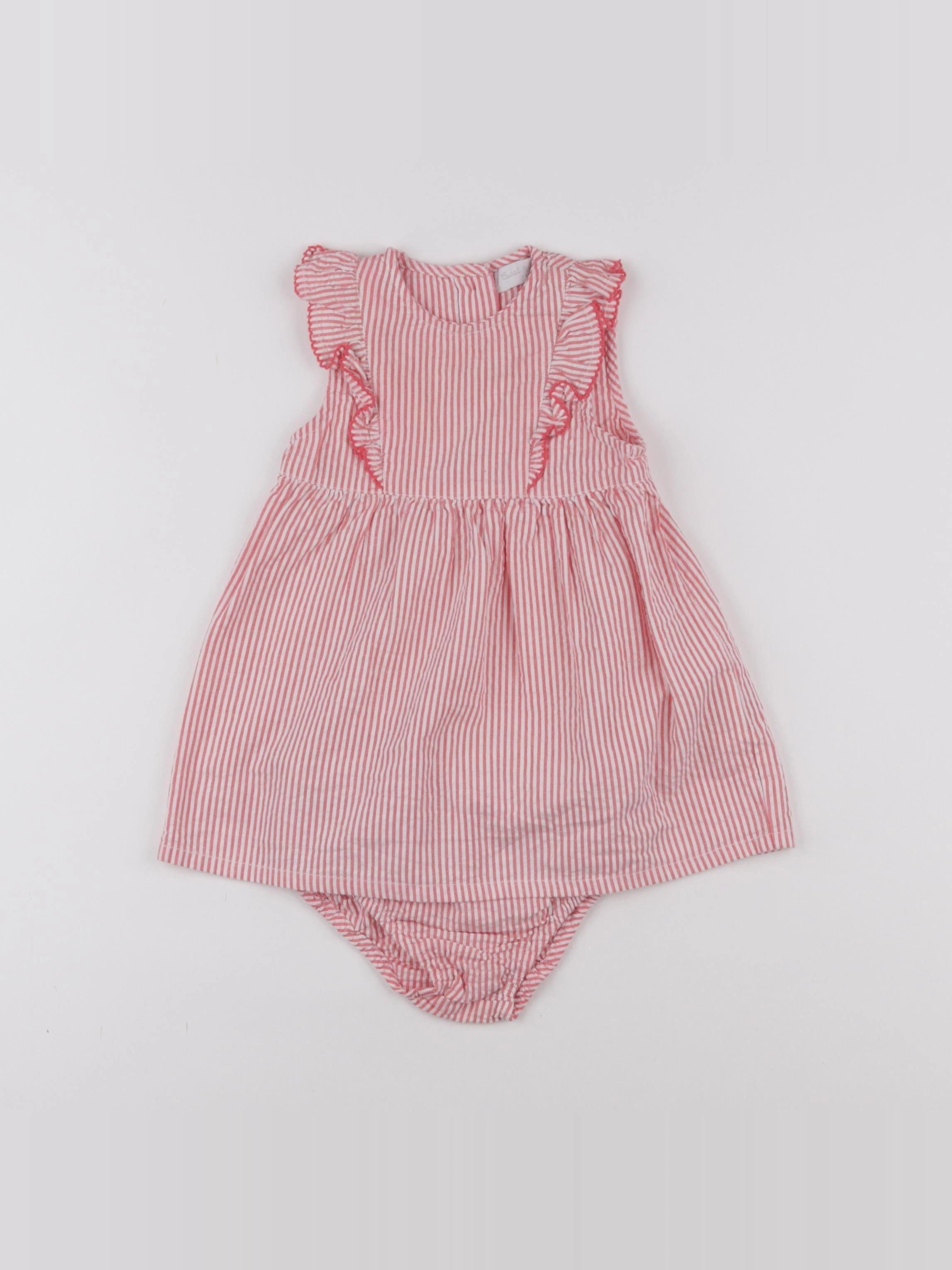 Cadet Rousselle - robe blanc, rose - 6 mois