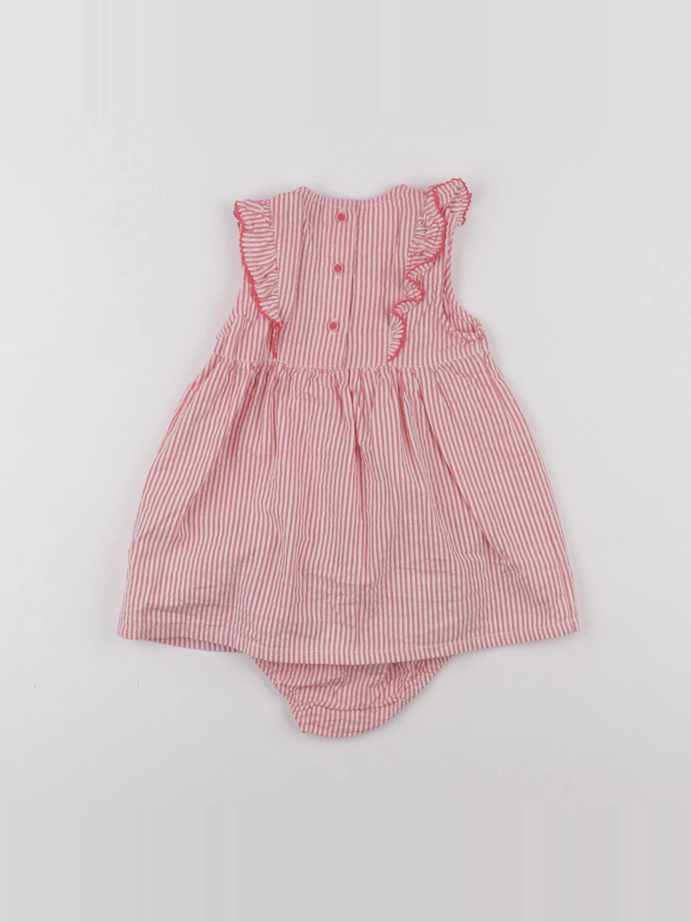 Cadet Rousselle - robe blanc, rose - 6 mois