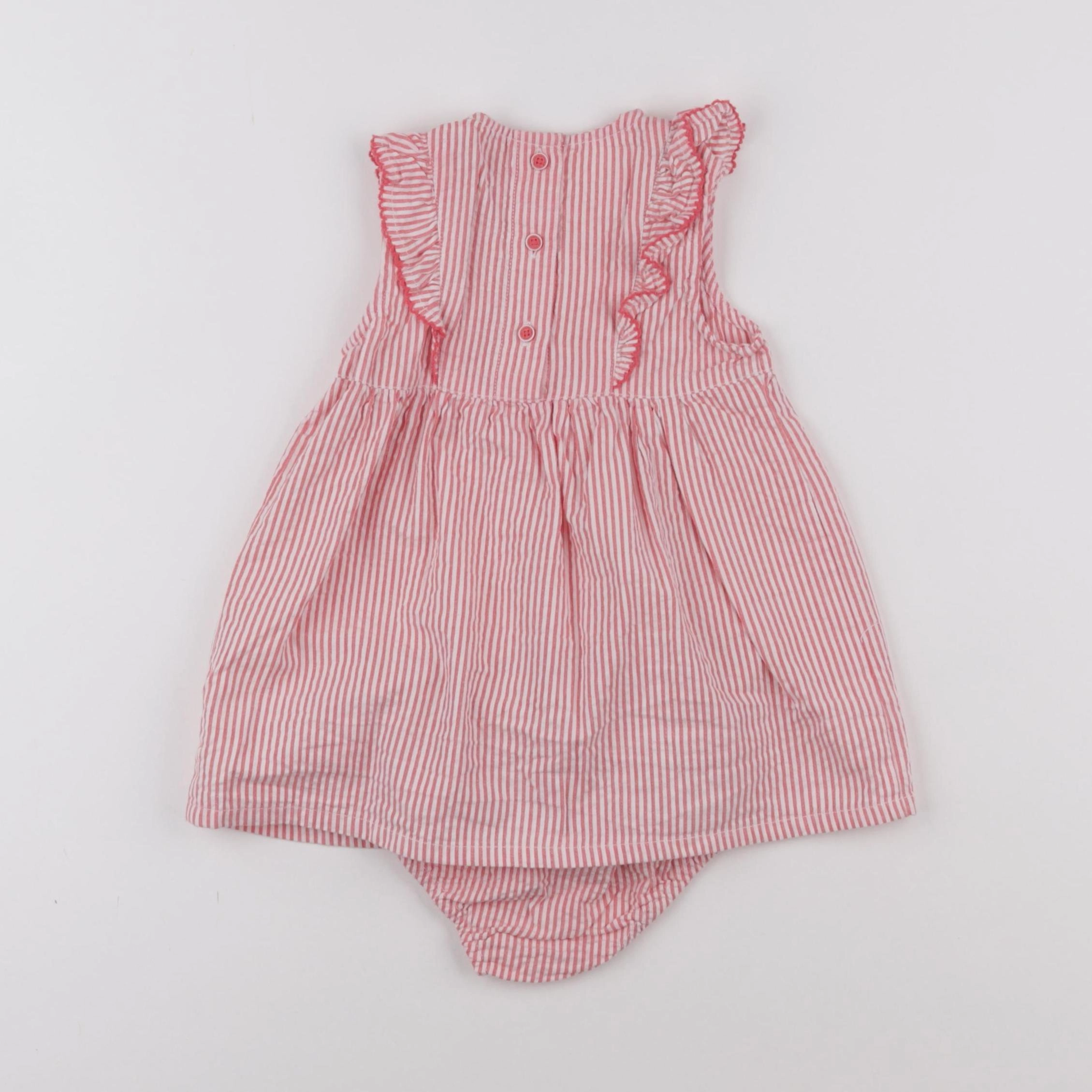 Cadet Rousselle - robe blanc, rose - 6 mois