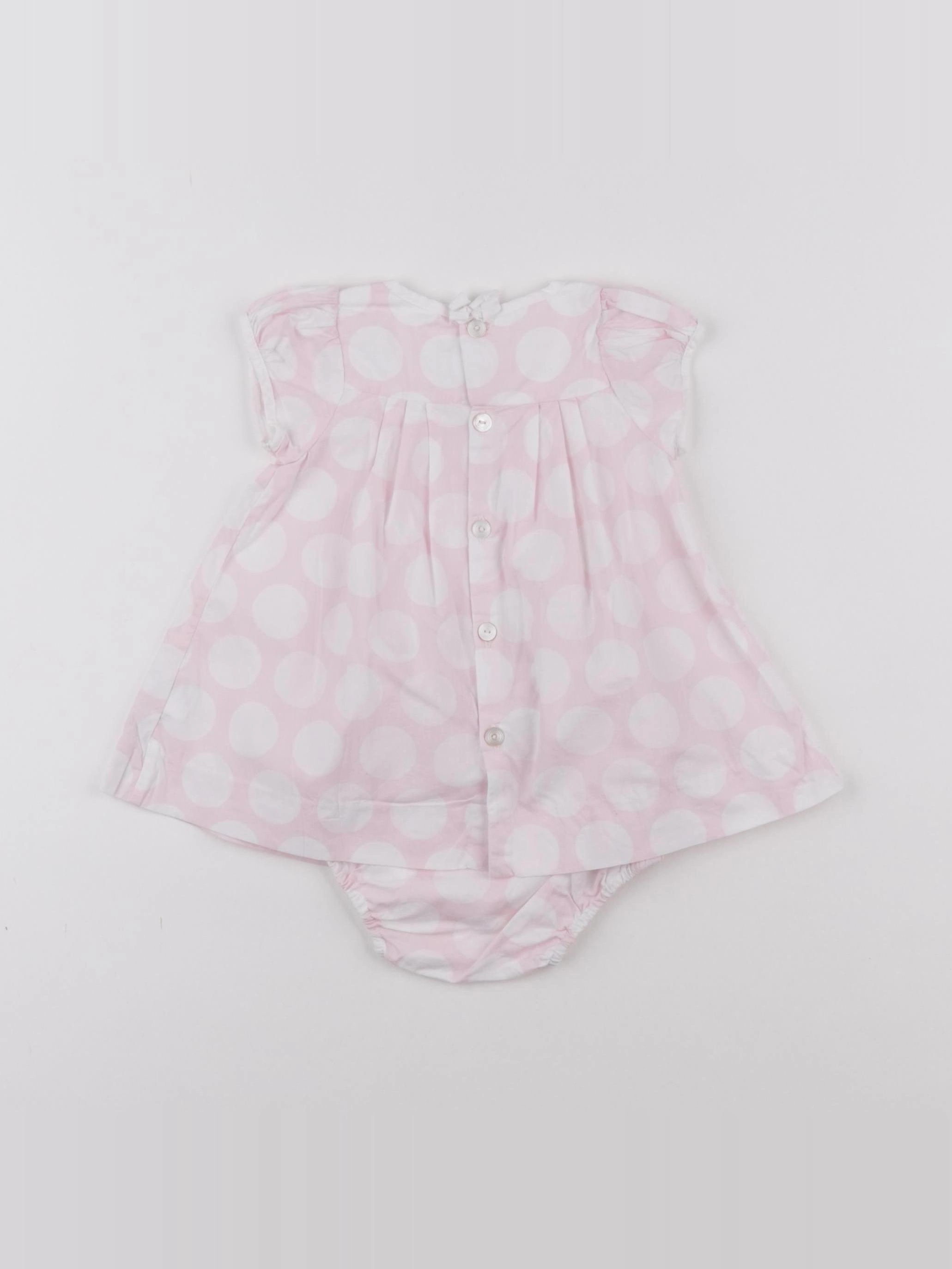 Jacadi - robe blanc, rose - 3 mois