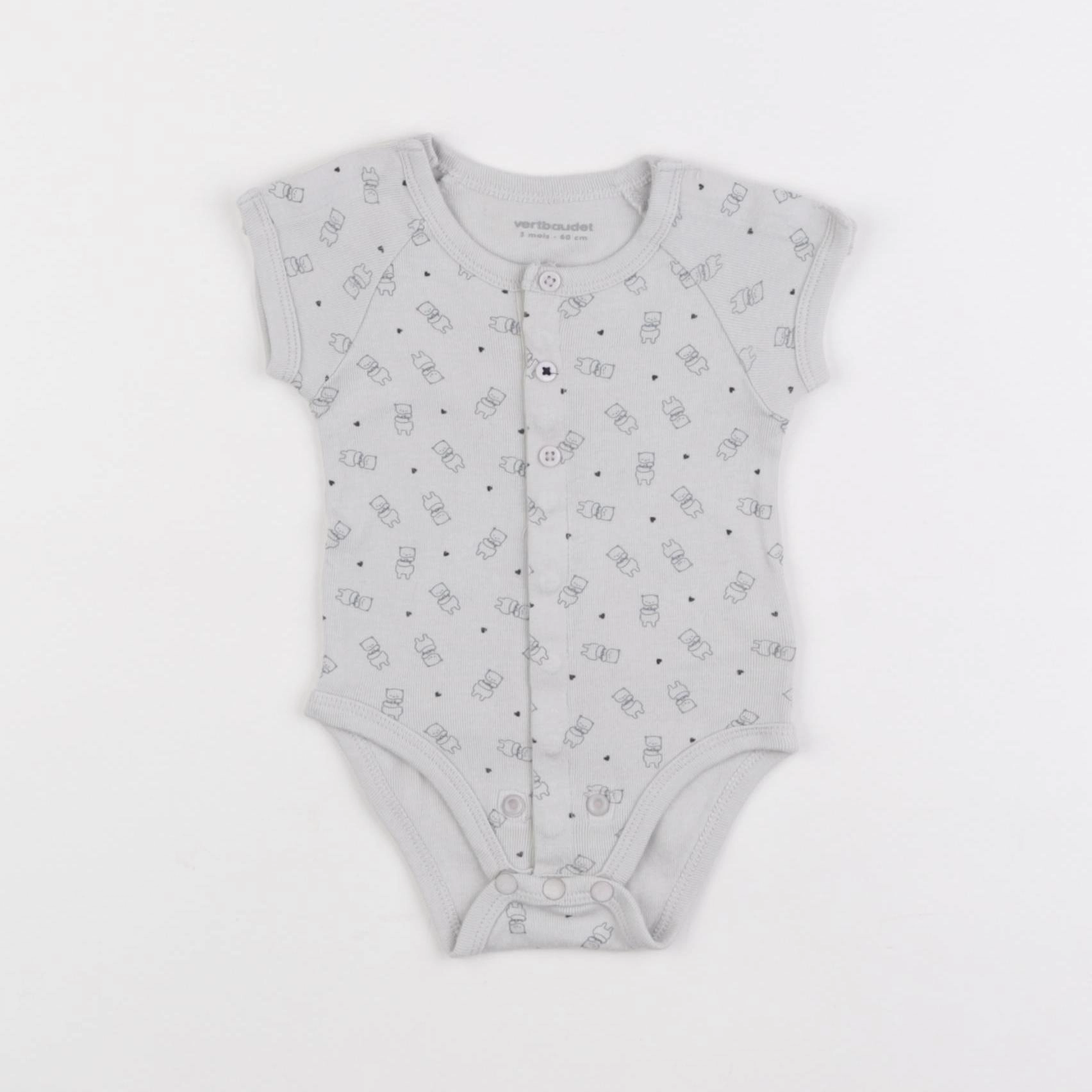 Vertbaudet - body gris - 3 mois
