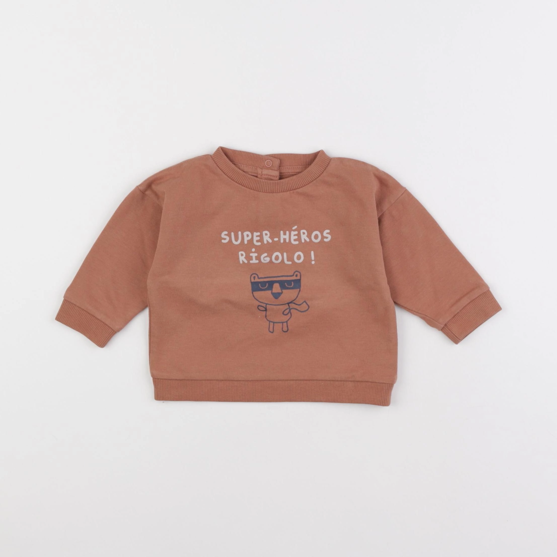 Vertbaudet - sweat marron - 6 mois