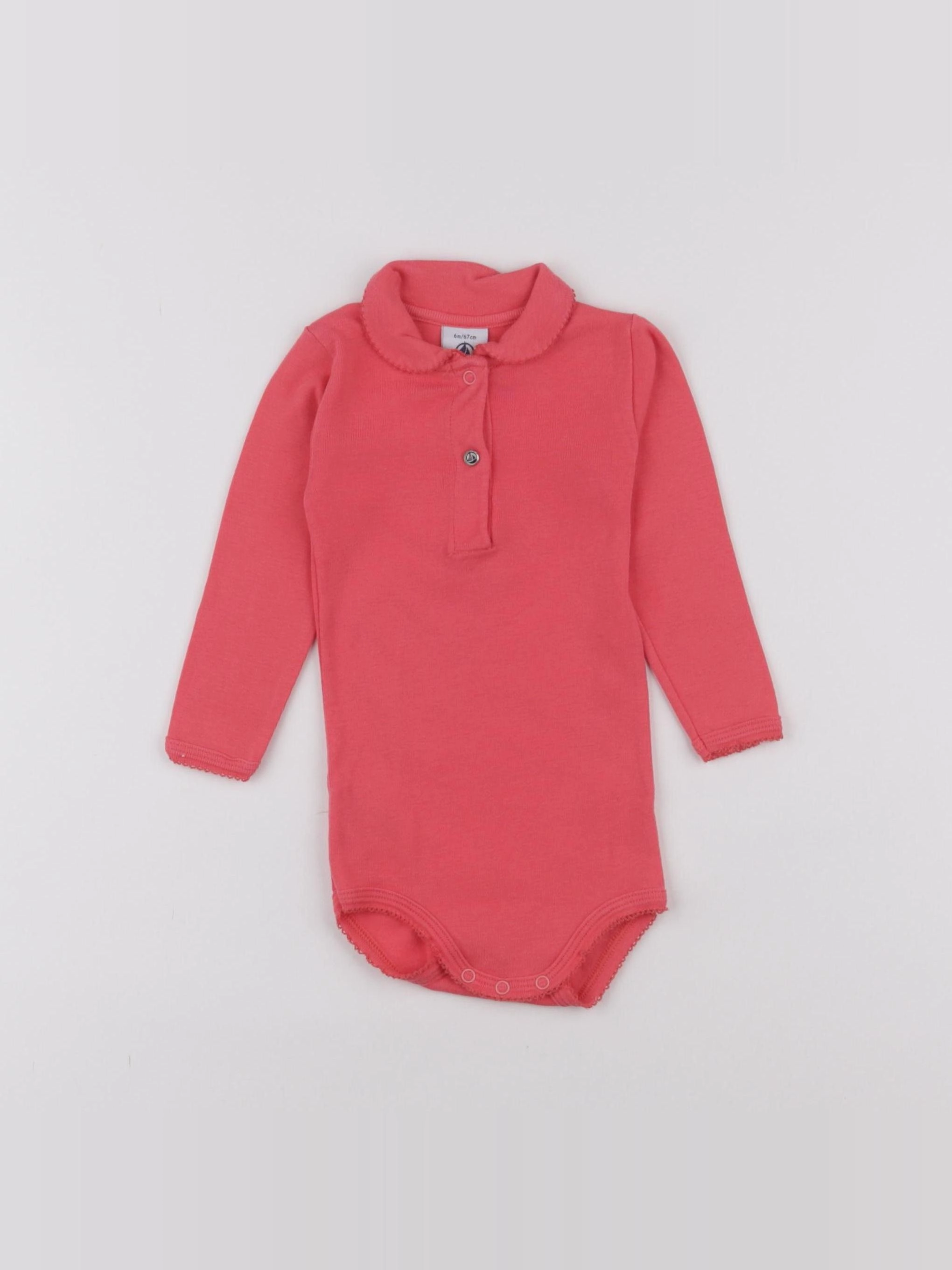 Petit Bateau - body à col rose - 6 mois
