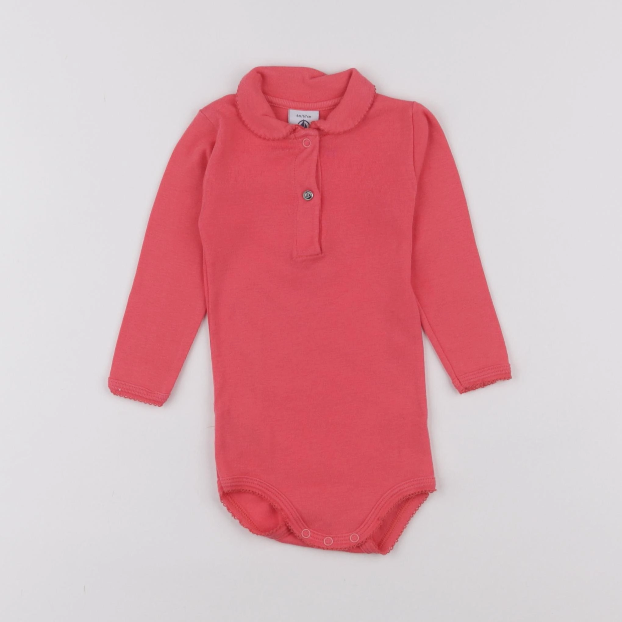 Petit Bateau - body à col rose - 6 mois