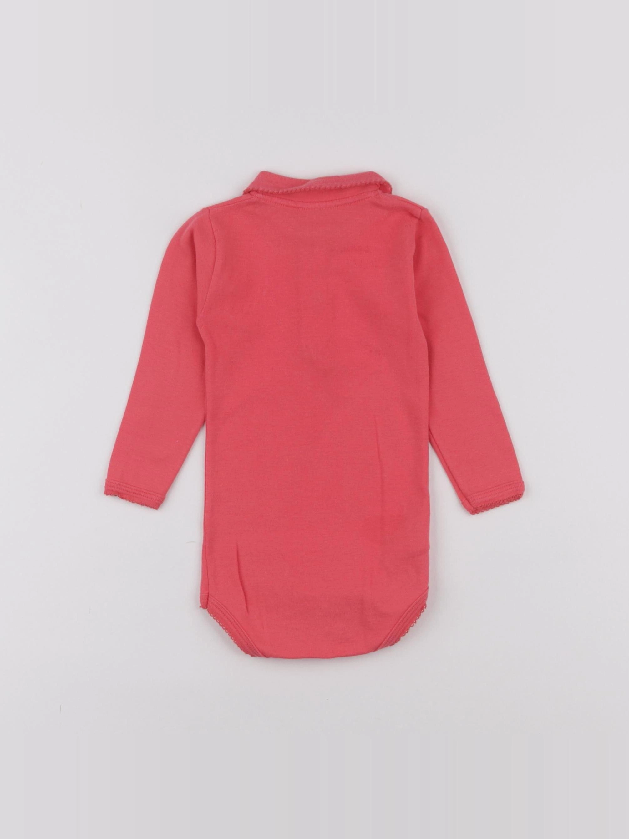 Petit Bateau - body à col rose - 6 mois