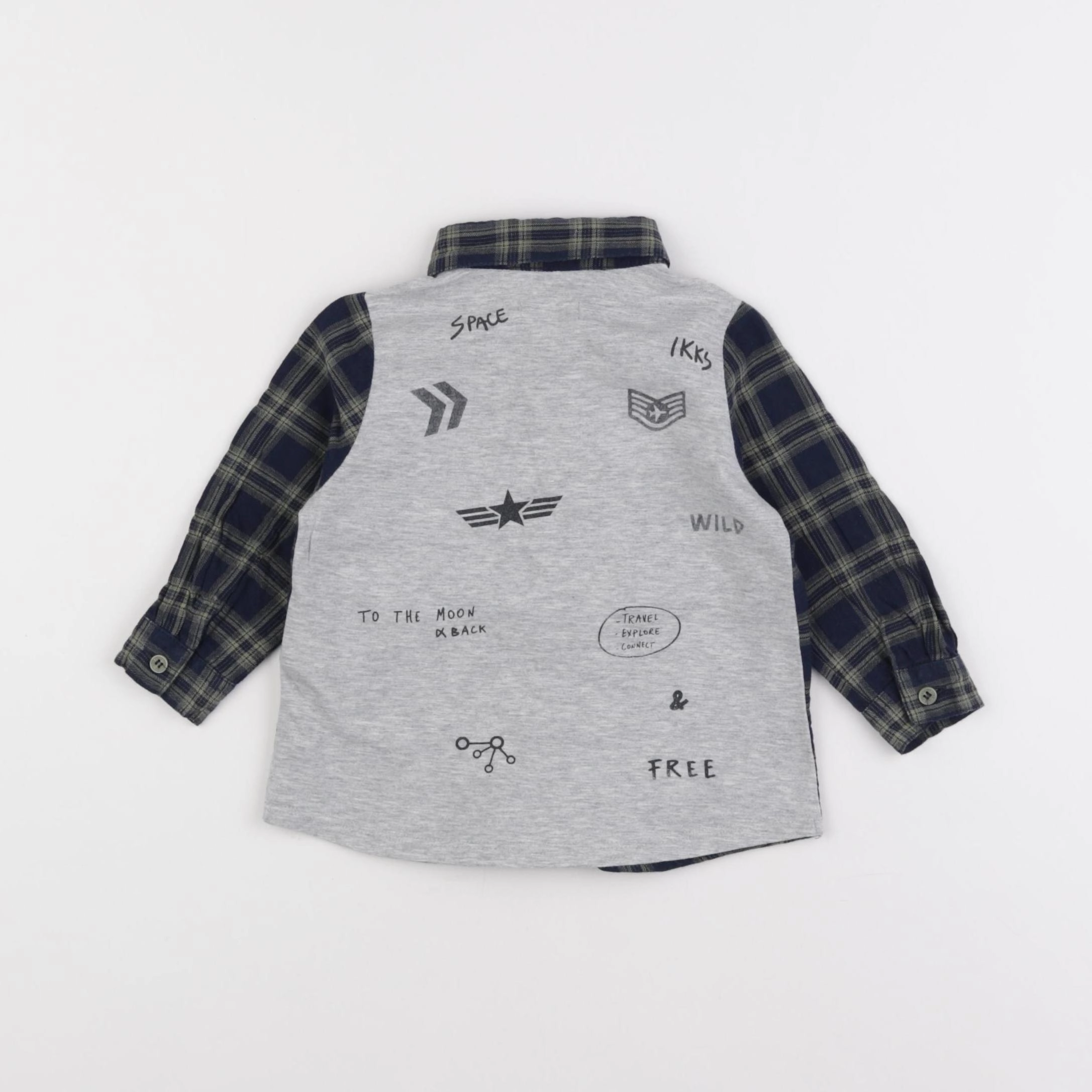 IKKS - chemise imprimé au dos bleu, vert - 12 mois