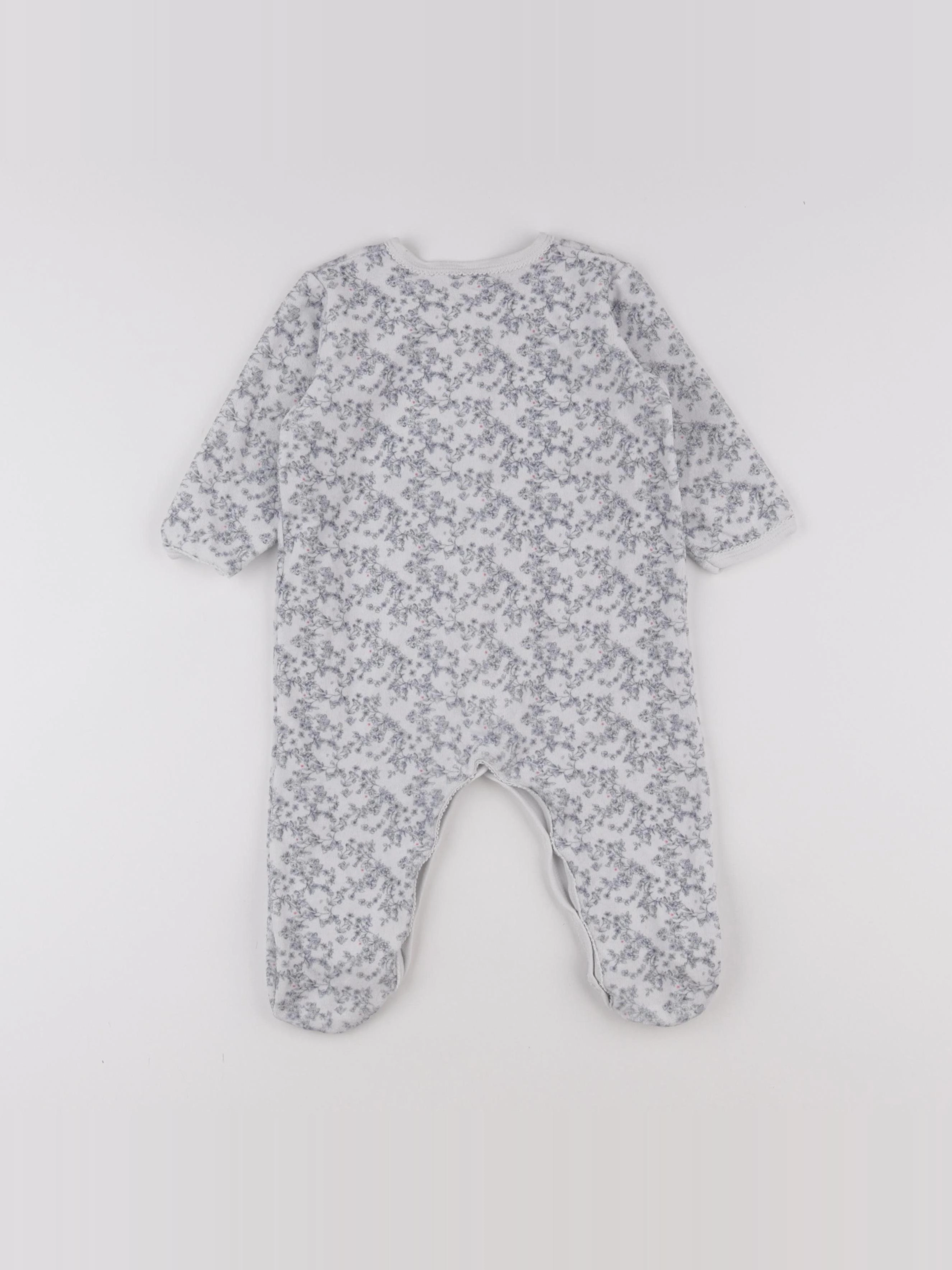 Petit Bateau - pyjama velours gris - 12 mois