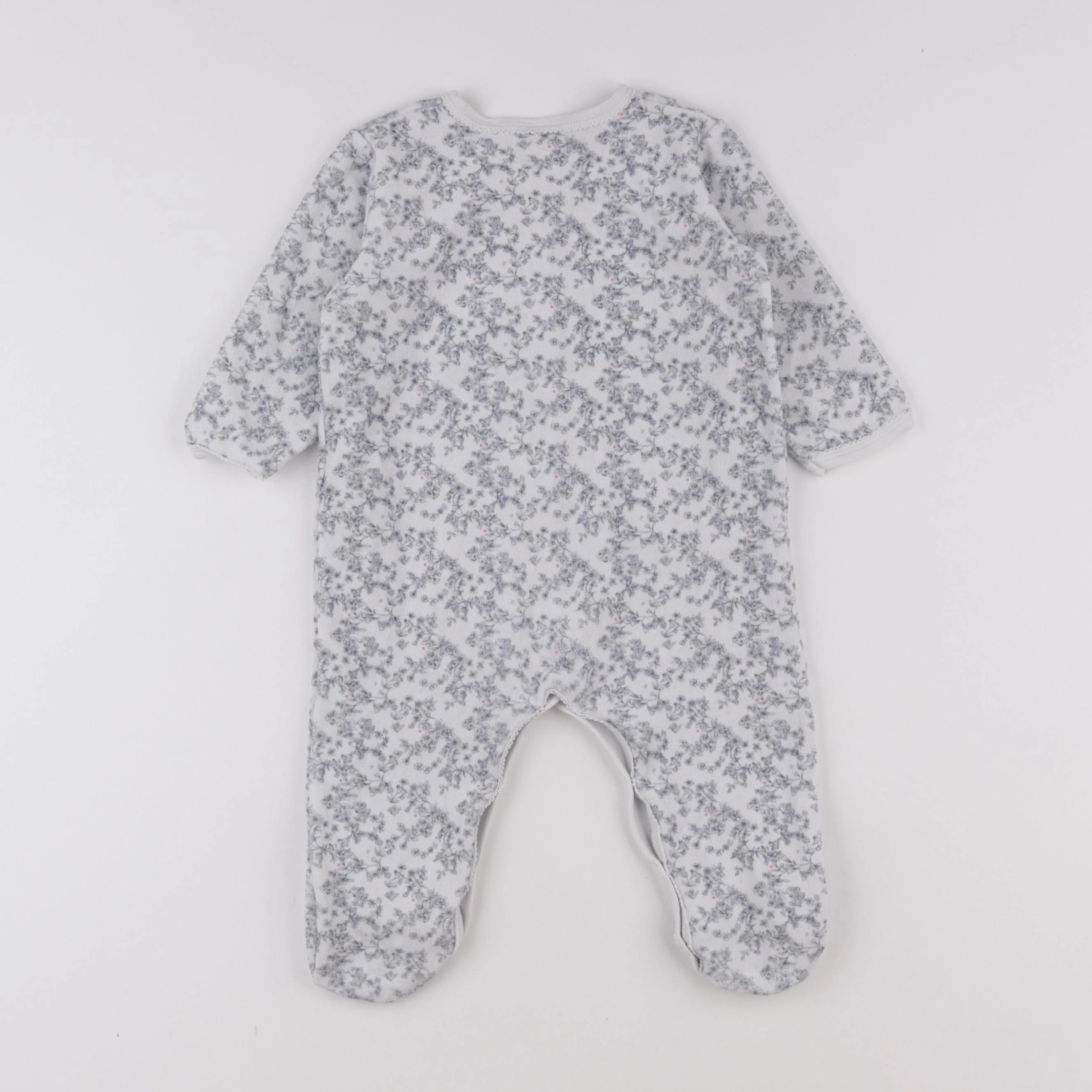Petit Bateau - pyjama velours gris - 12 mois
