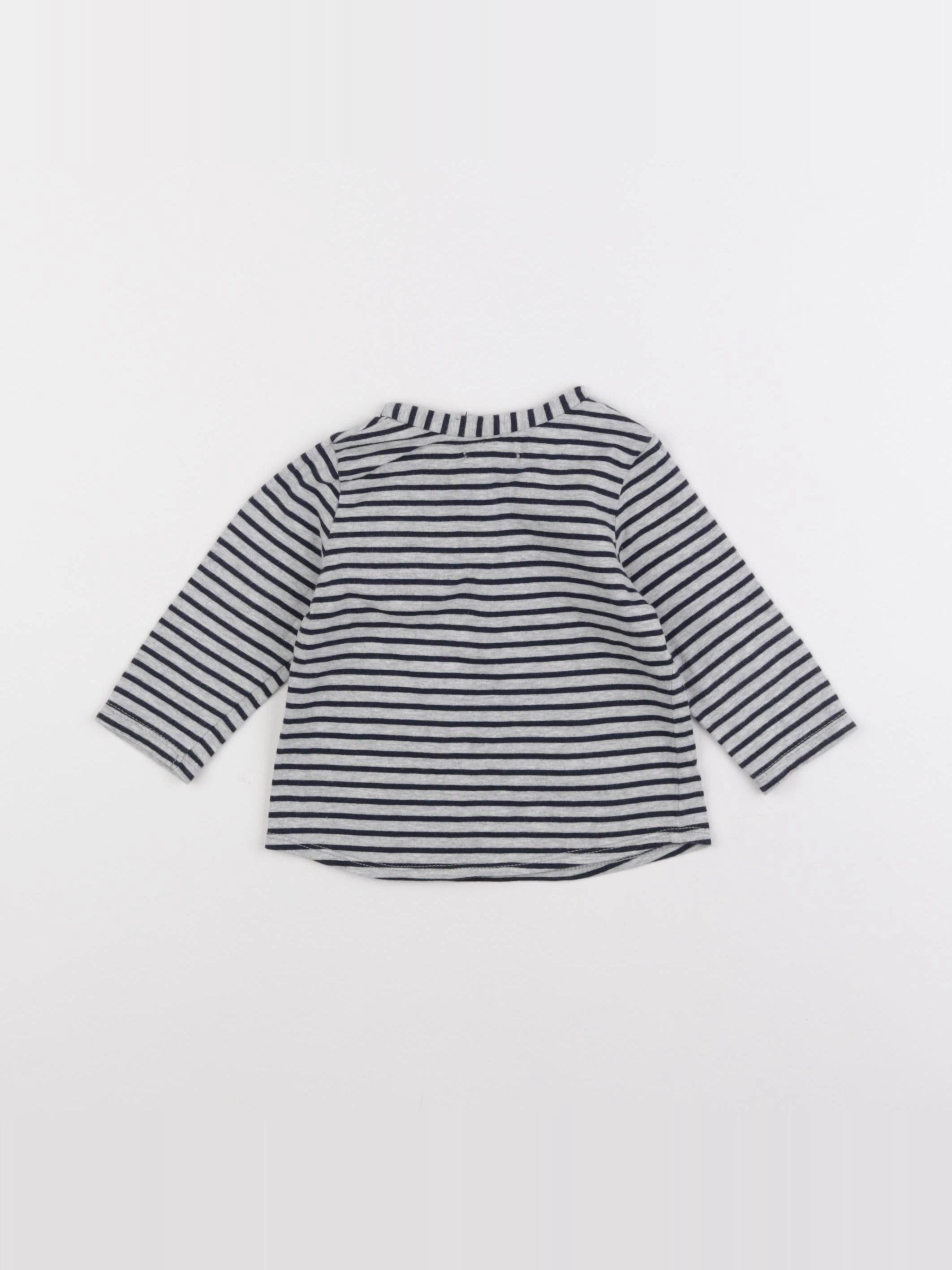 IKKS - tee-shirt bleu, gris - 6 mois