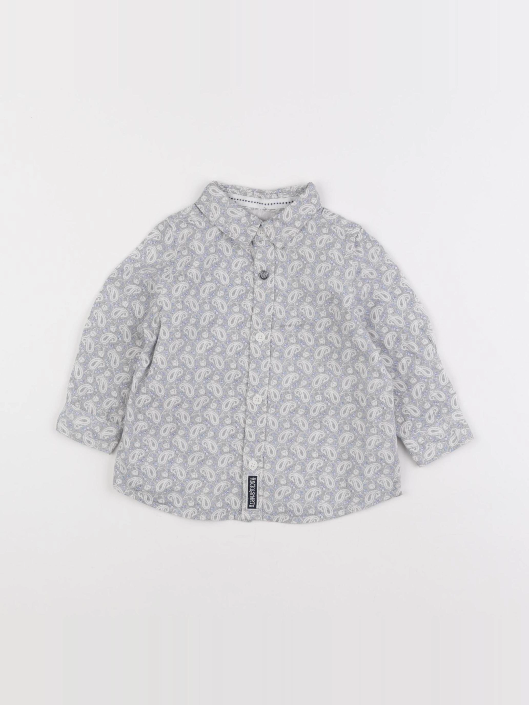 IKKS - chemise gris, bleu - 12 mois