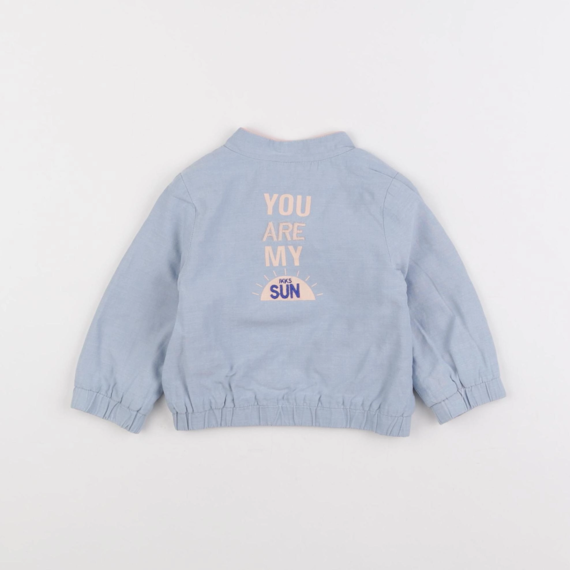 IKKS - veste réversible, imprimé au dos bleu, rose - 6 mois