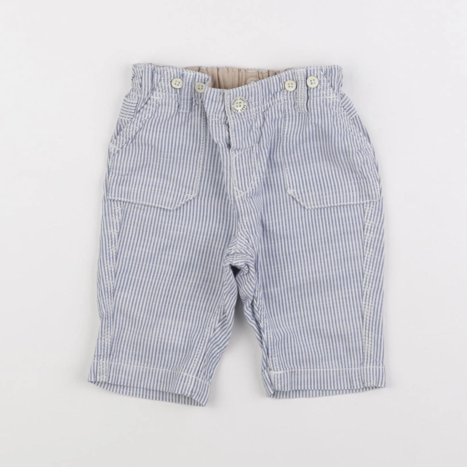 H&M - pantalon bleu, blanc - 9/12 mois