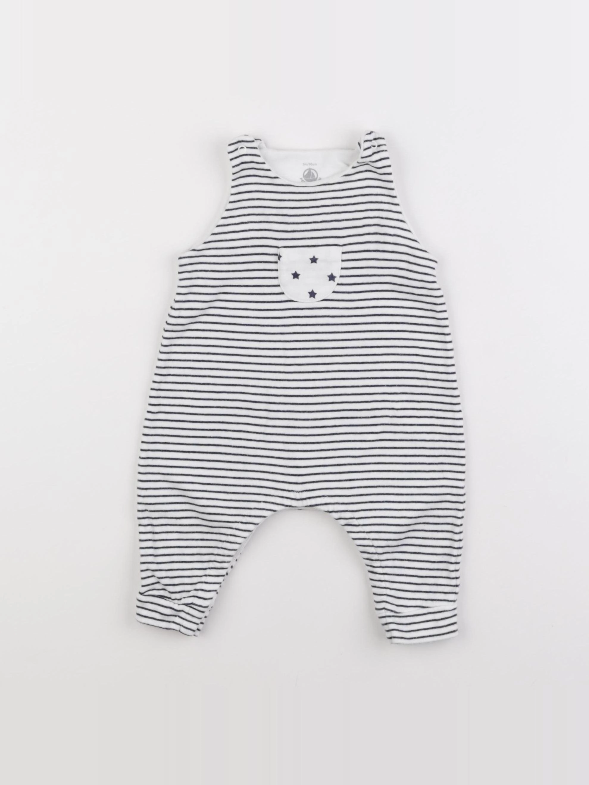 Petit Bateau - combinaison bleu, blanc - 3 mois