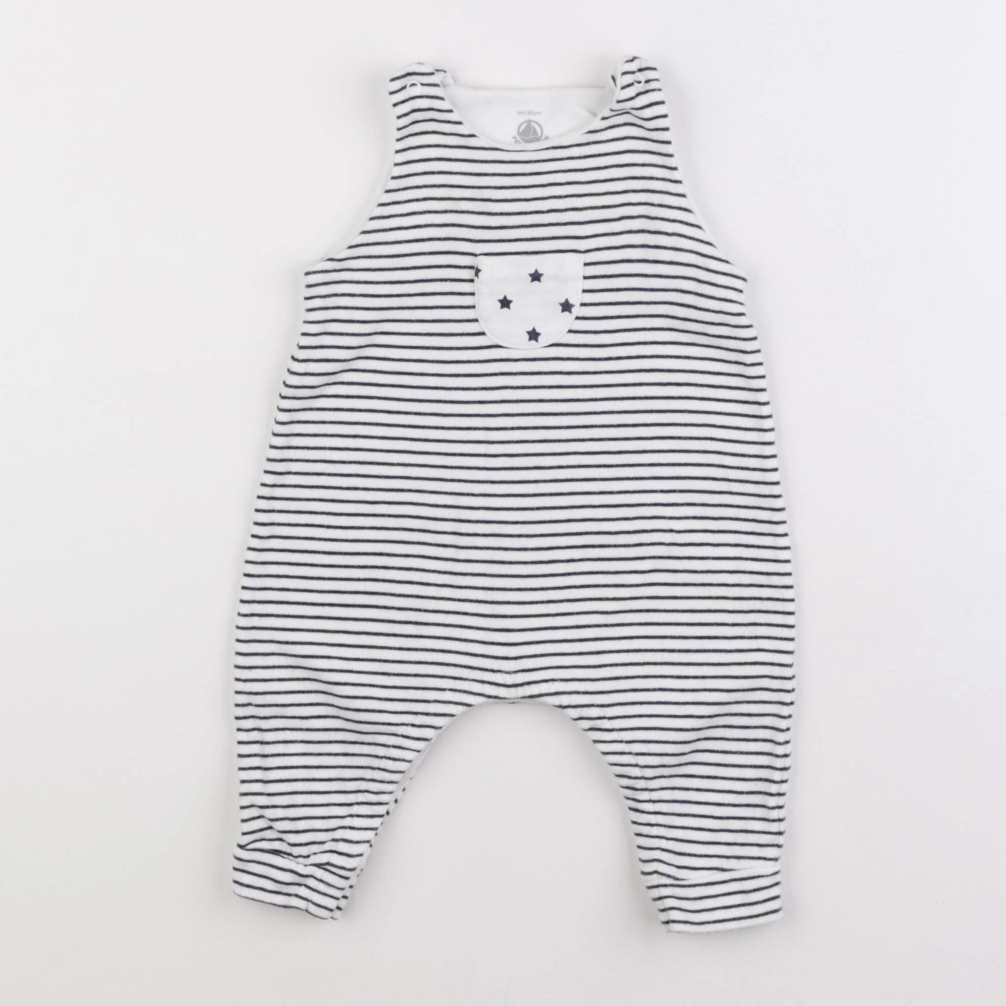 Petit Bateau - combinaison bleu, blanc - 3 mois