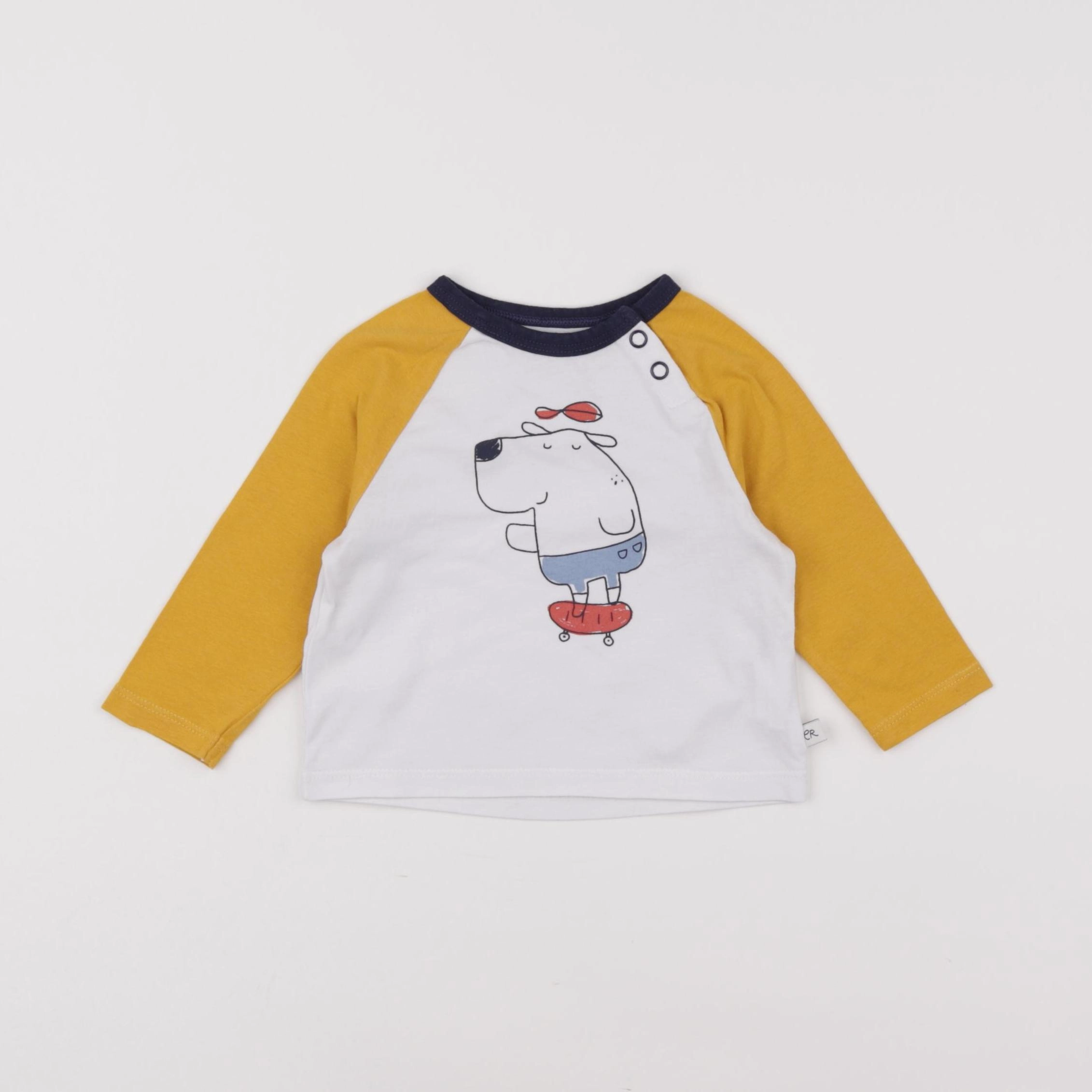 Cadet Rousselle - tee-shirt blanc, jaune - 6 mois