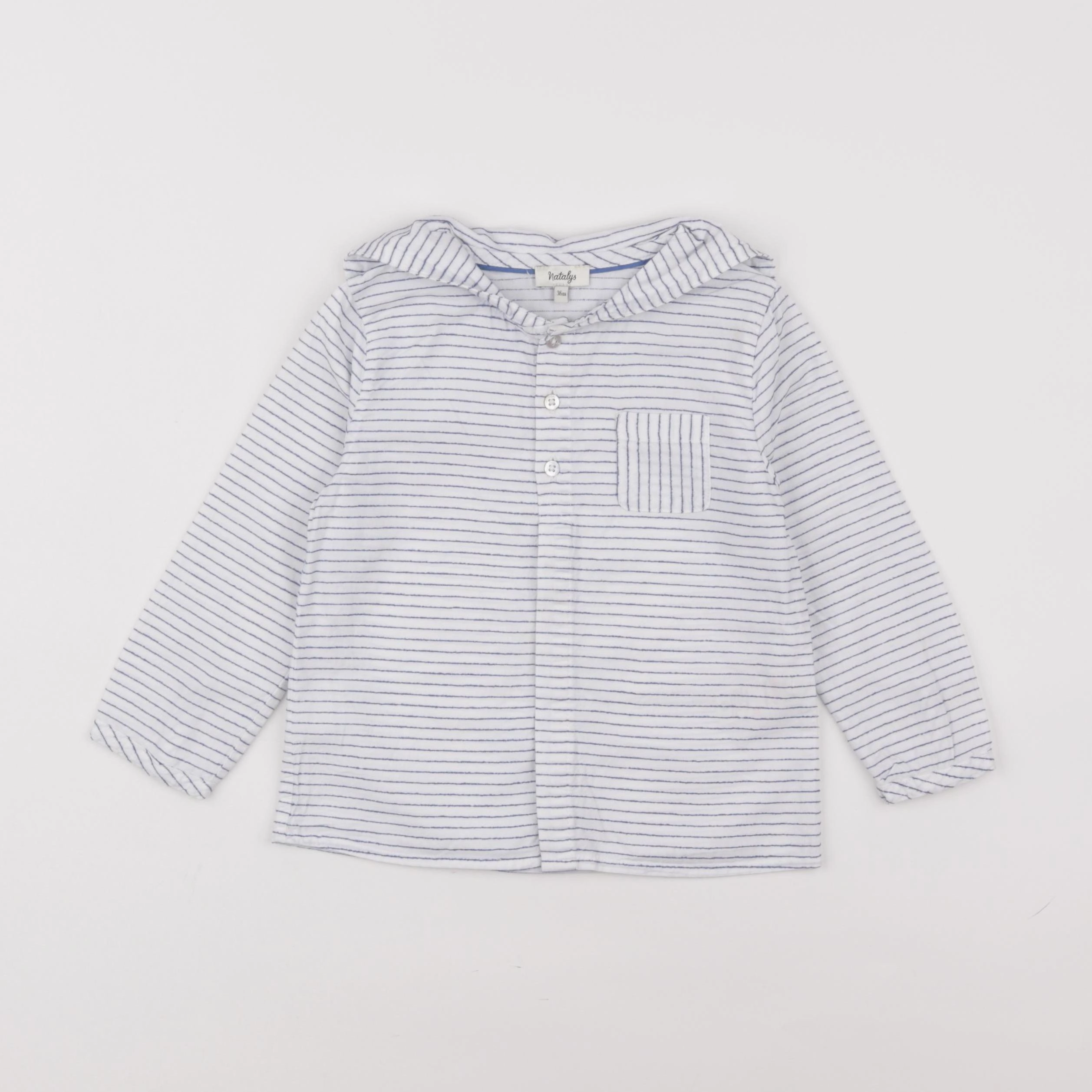 Natalys - chemise blanc, bleu - 3 ans