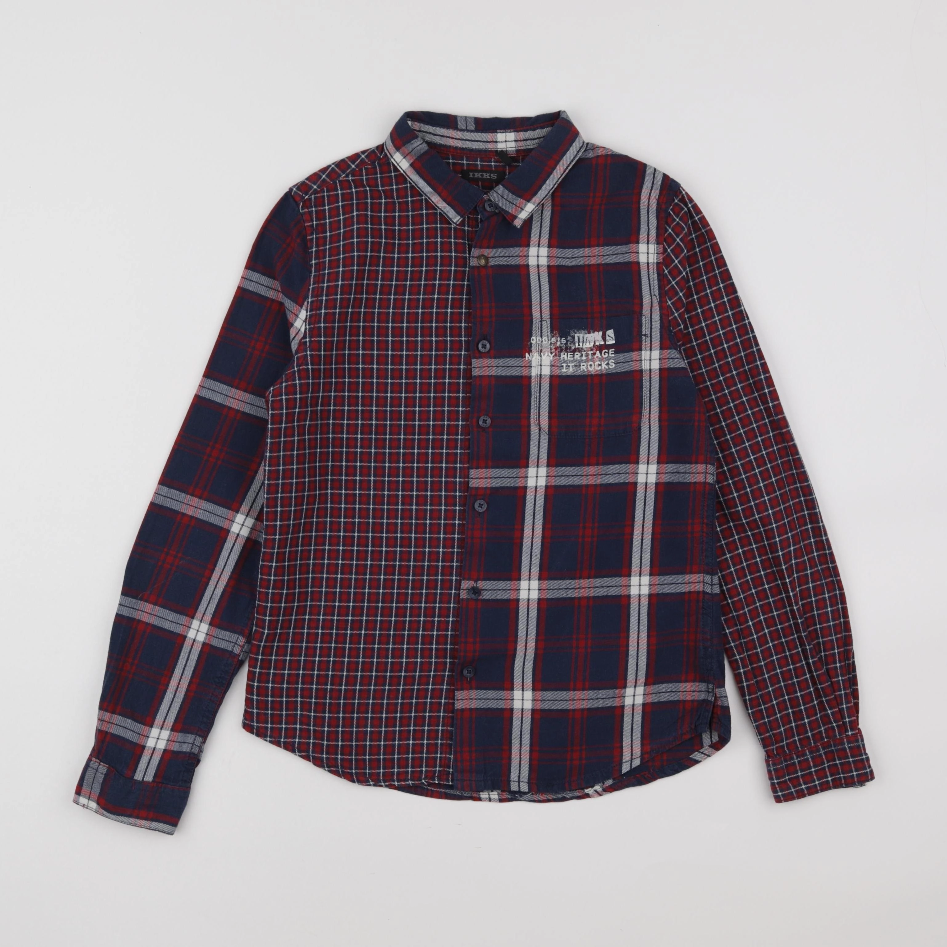 IKKS - chemise bleu, rouge - 10 ans