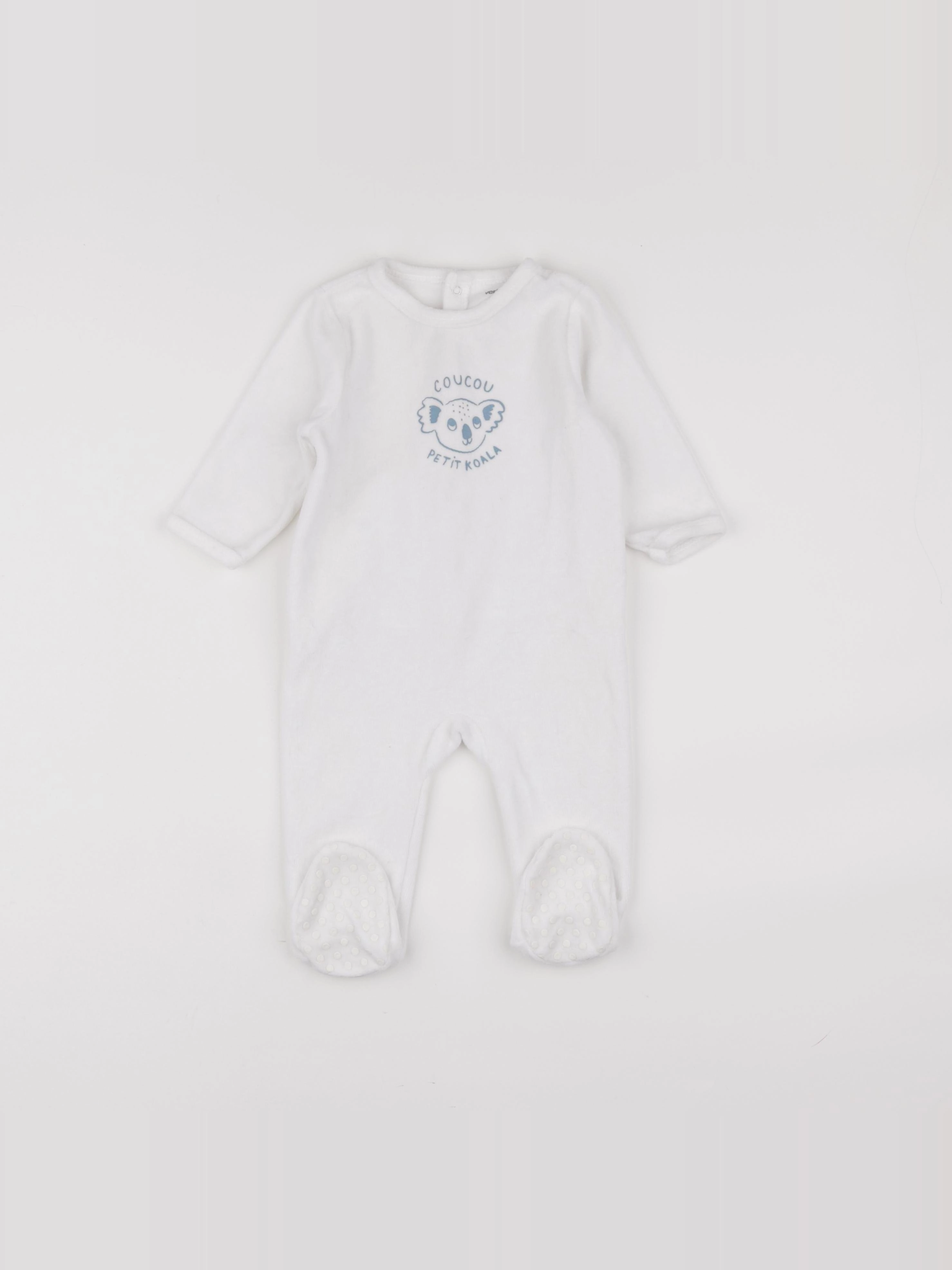 Vertbaudet - pyjama velours blanc, bleu - 9 mois
