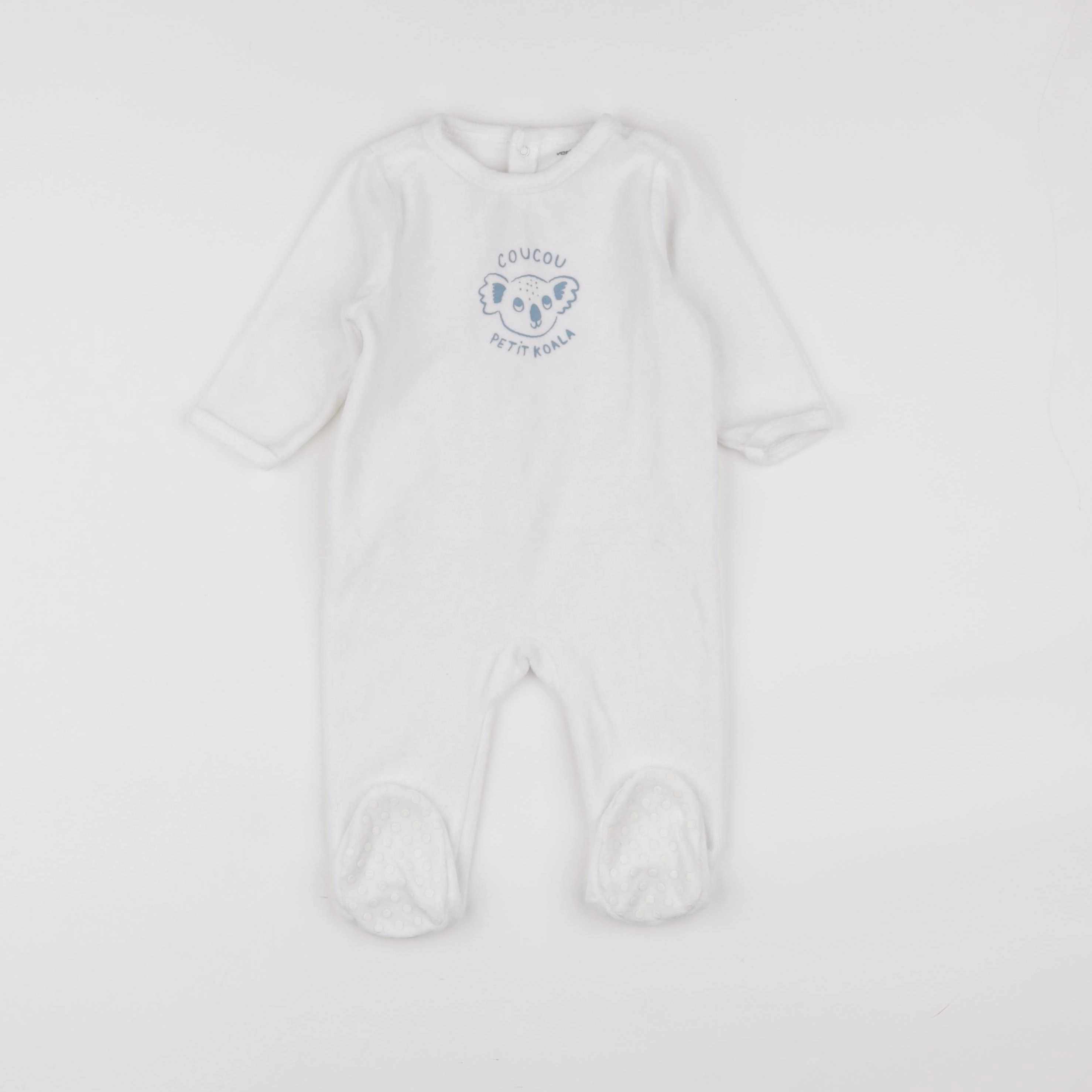 Vertbaudet - pyjama velours blanc, bleu - 9 mois