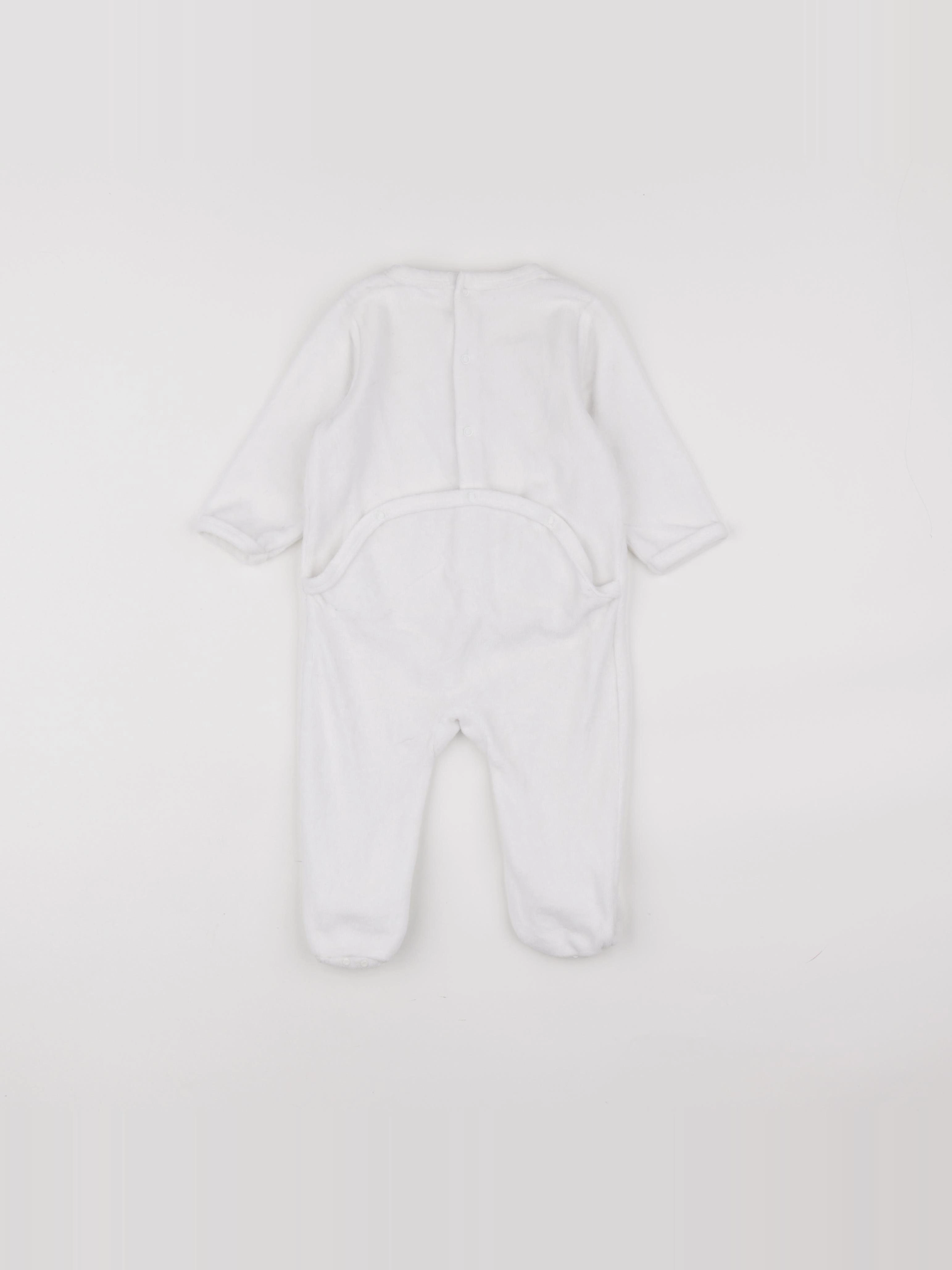 Vertbaudet - pyjama velours blanc, bleu - 9 mois