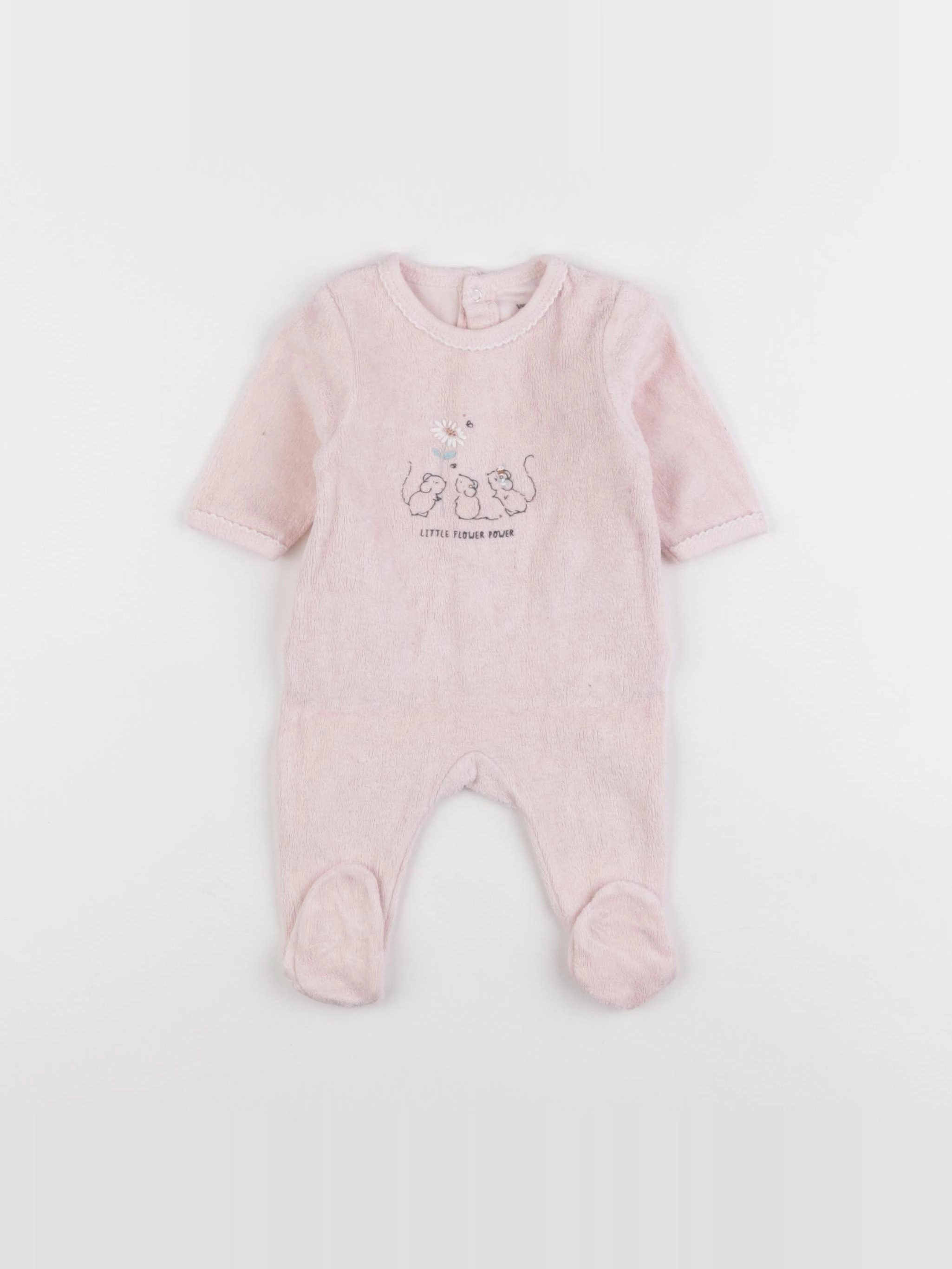Vertbaudet - pyjama velours rose - 1 mois