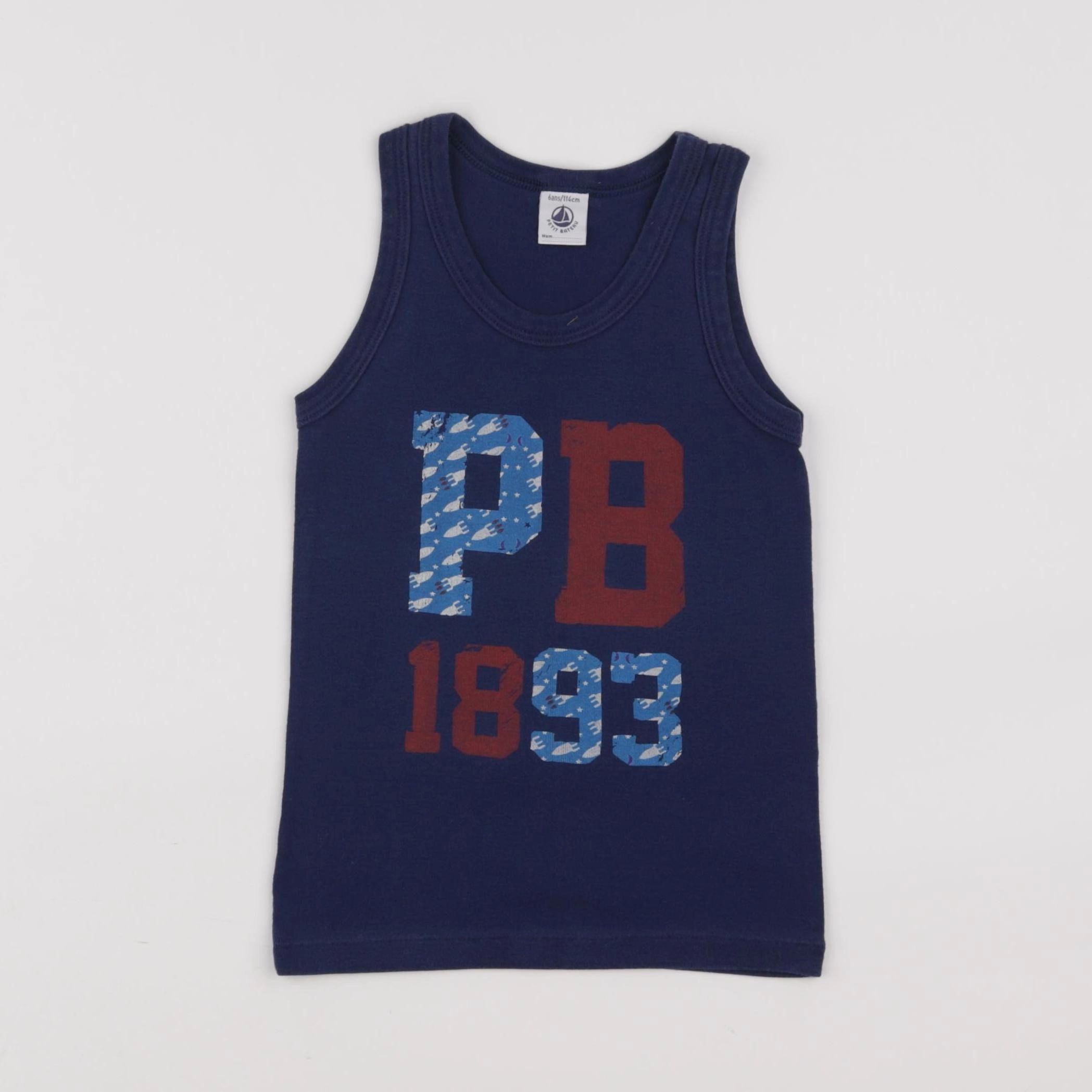 Petit Bateau - maillot de corps bleu - 6 ans