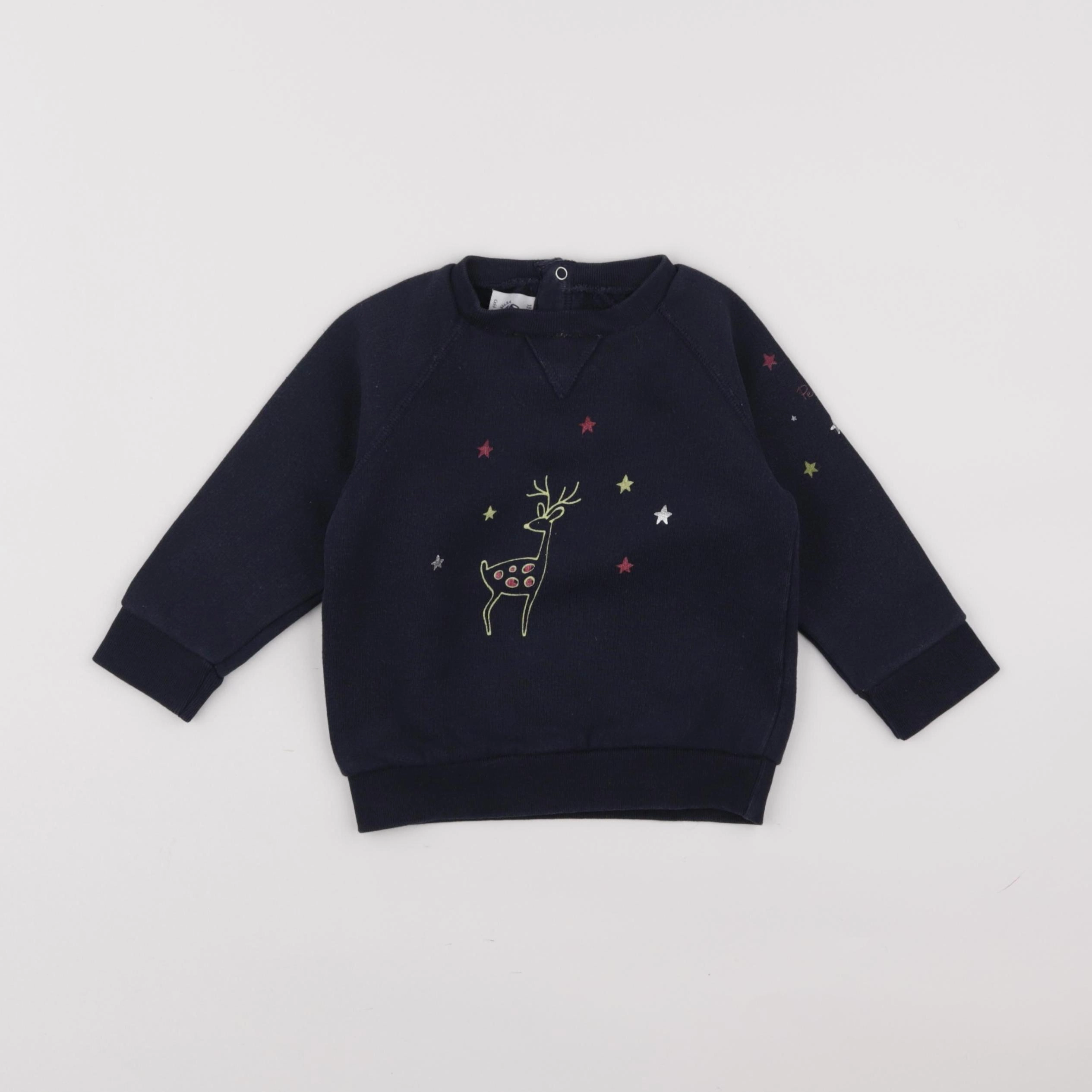 Petit Bateau - sweat bleu - 18 mois