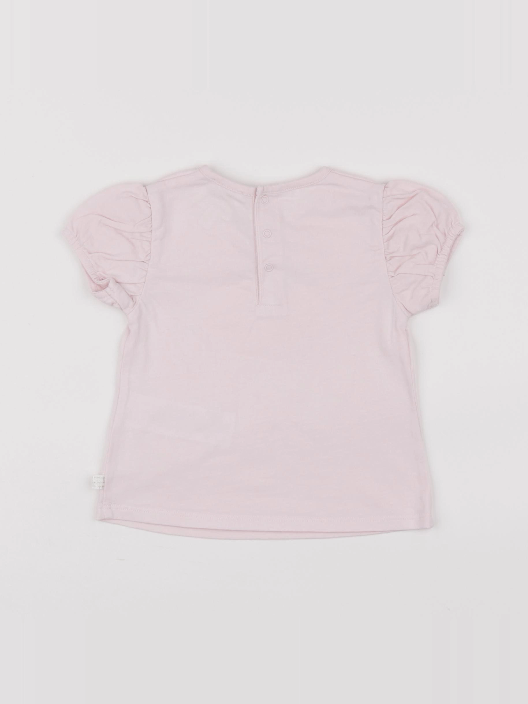 Carrément Beau - tee-shirt rose - 12 mois