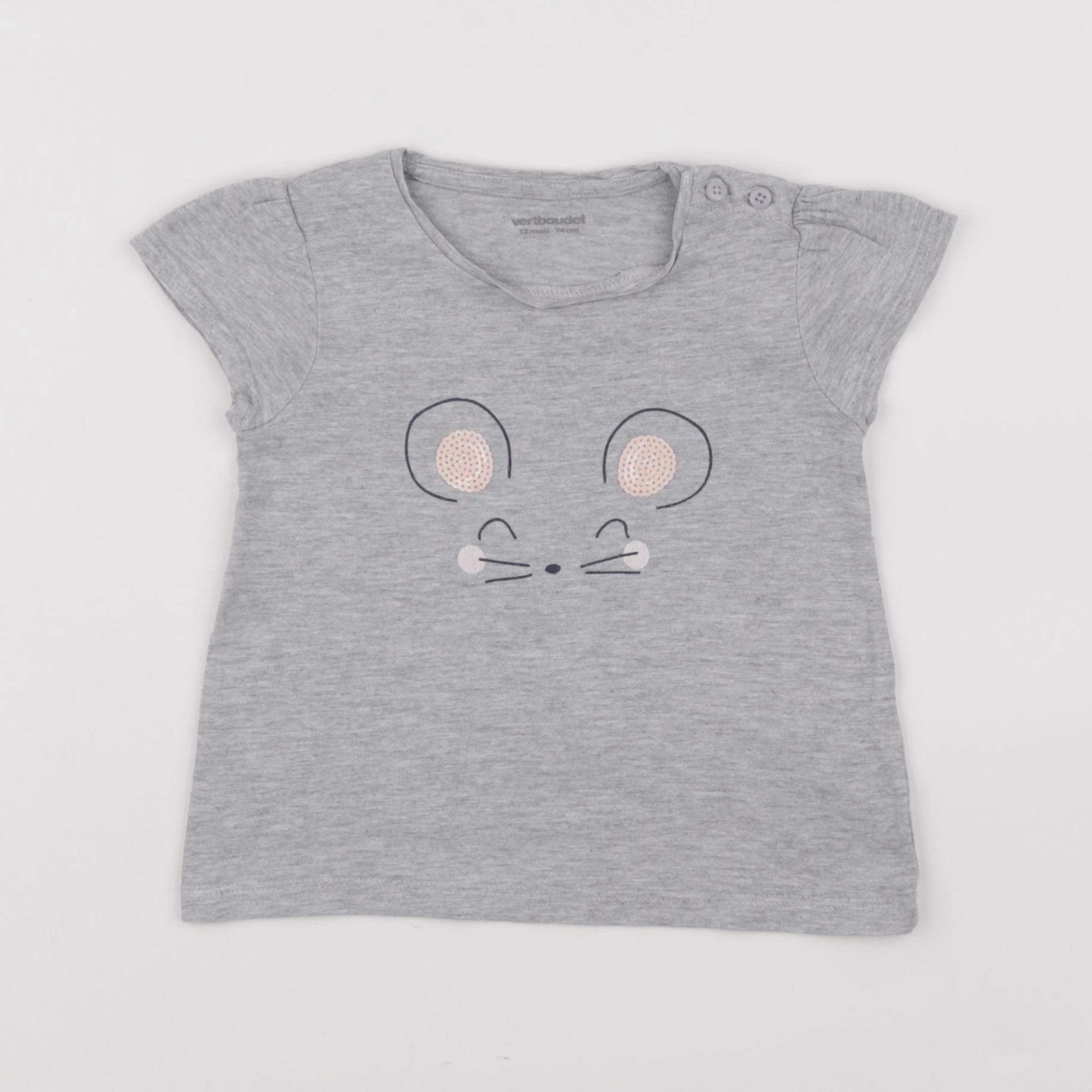 Vertbaudet - tee-shirt gris - 12 mois