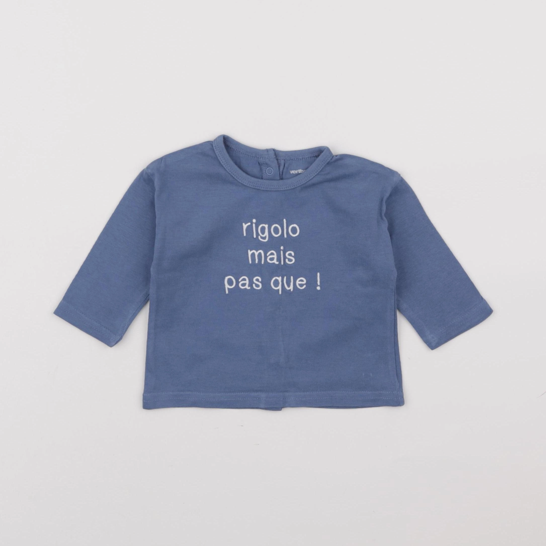 Vertbaudet - tee-shirt bleu - 3 mois