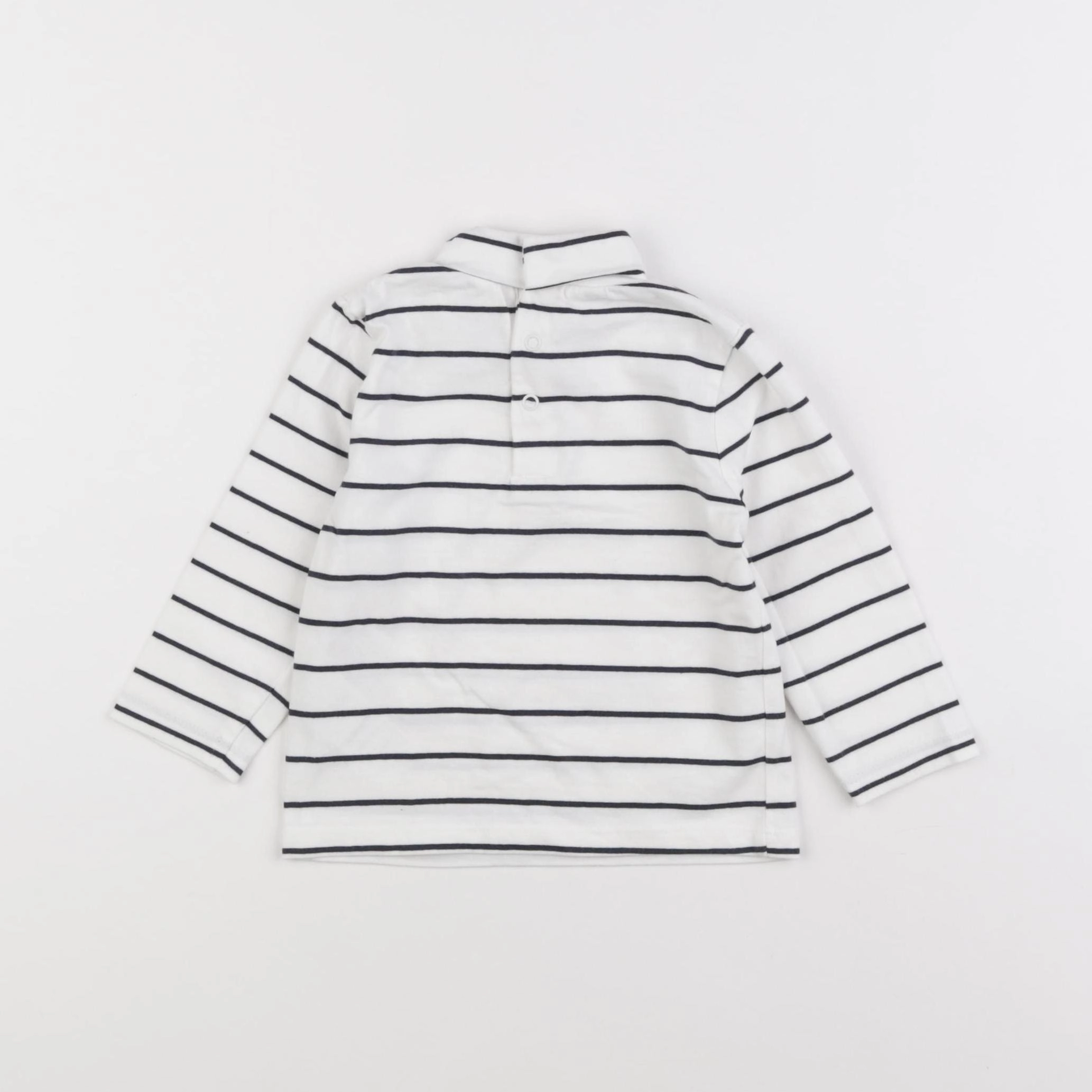 Vertbaudet - sous-pull blanc, bleu - 9 mois