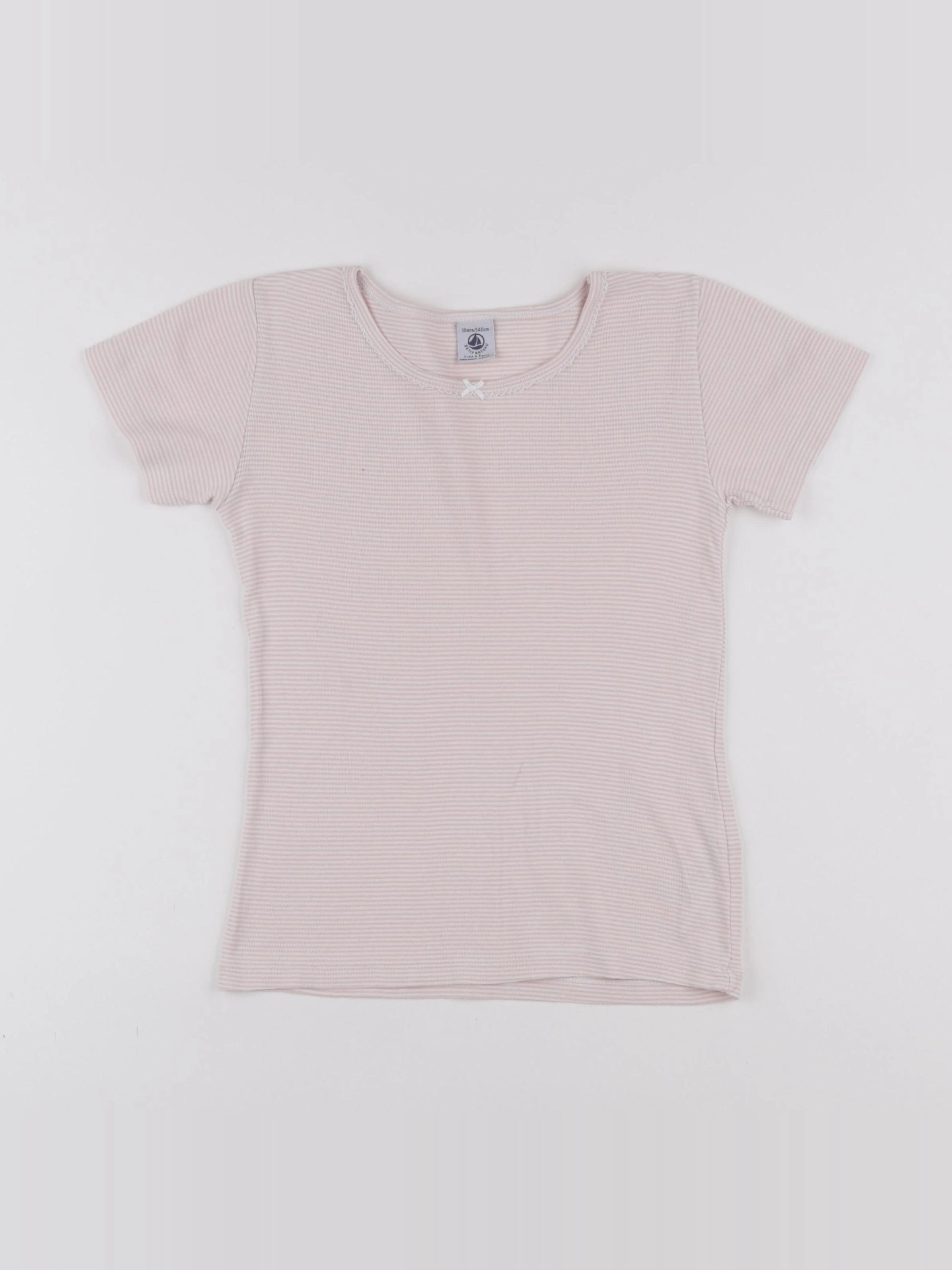 Petit Bateau - maillot de corps blanc, rose - 10 ans