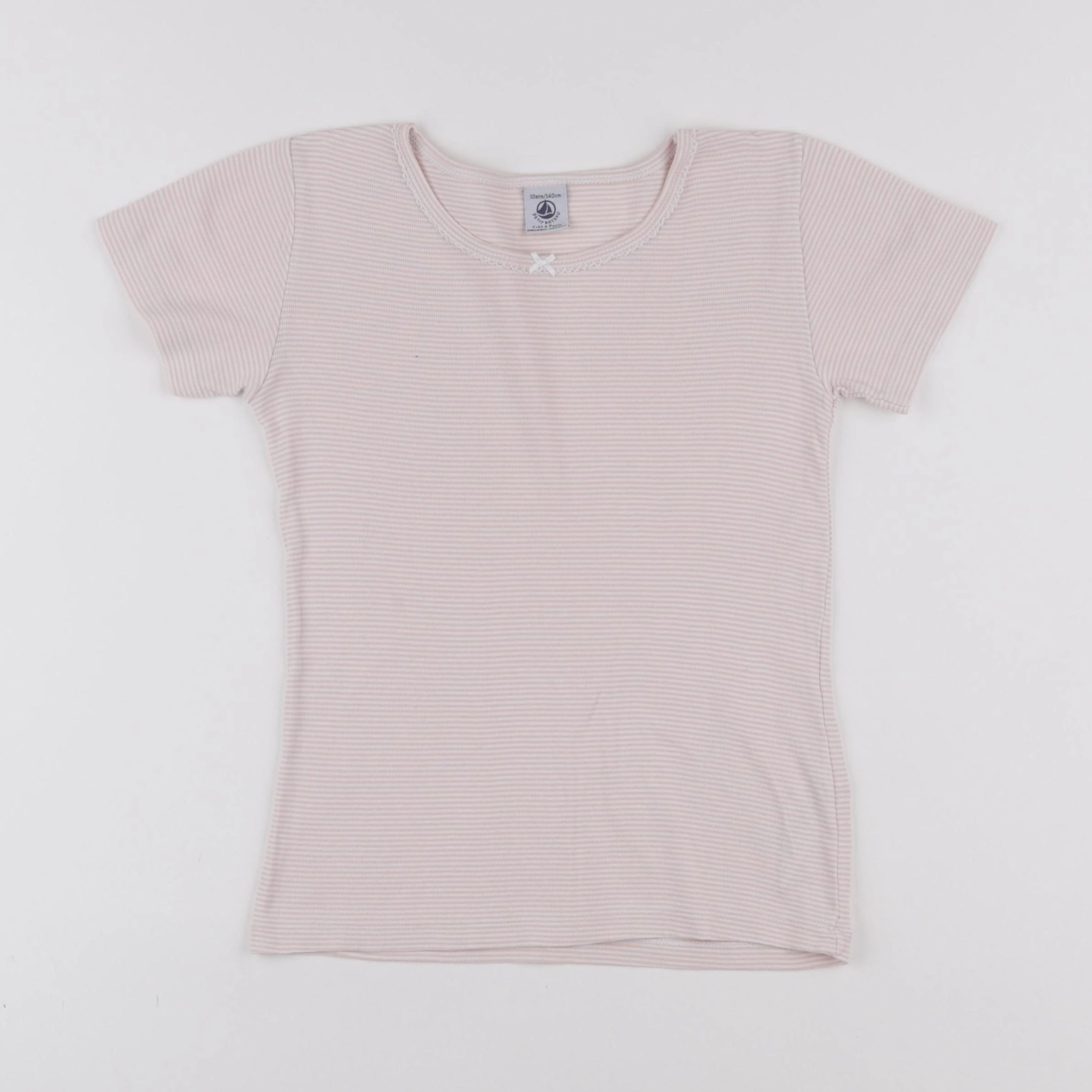 Petit Bateau - maillot de corps blanc, rose - 10 ans