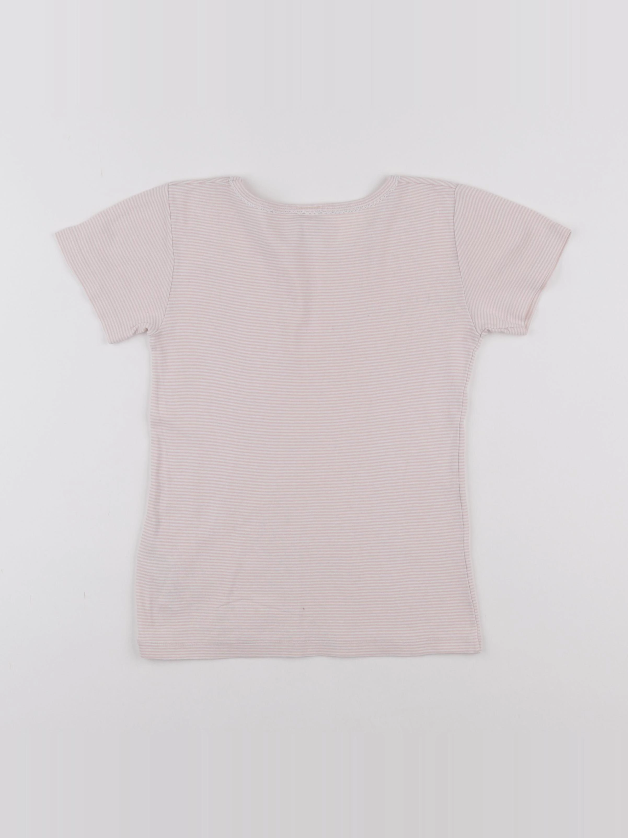 Petit Bateau - maillot de corps blanc, rose - 10 ans