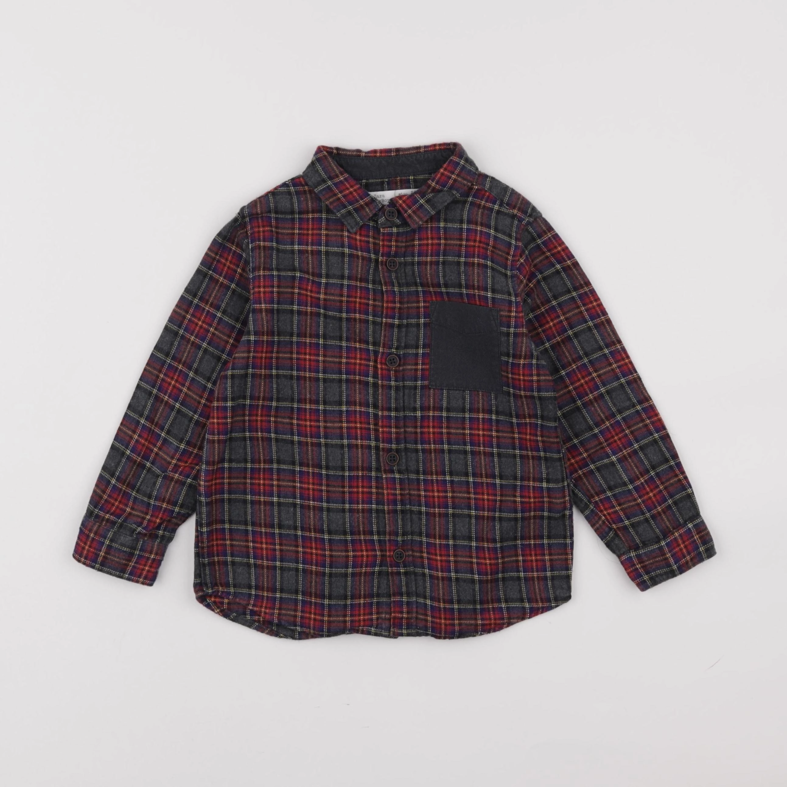 Zara - chemise gris, rouge - 2/3 ans