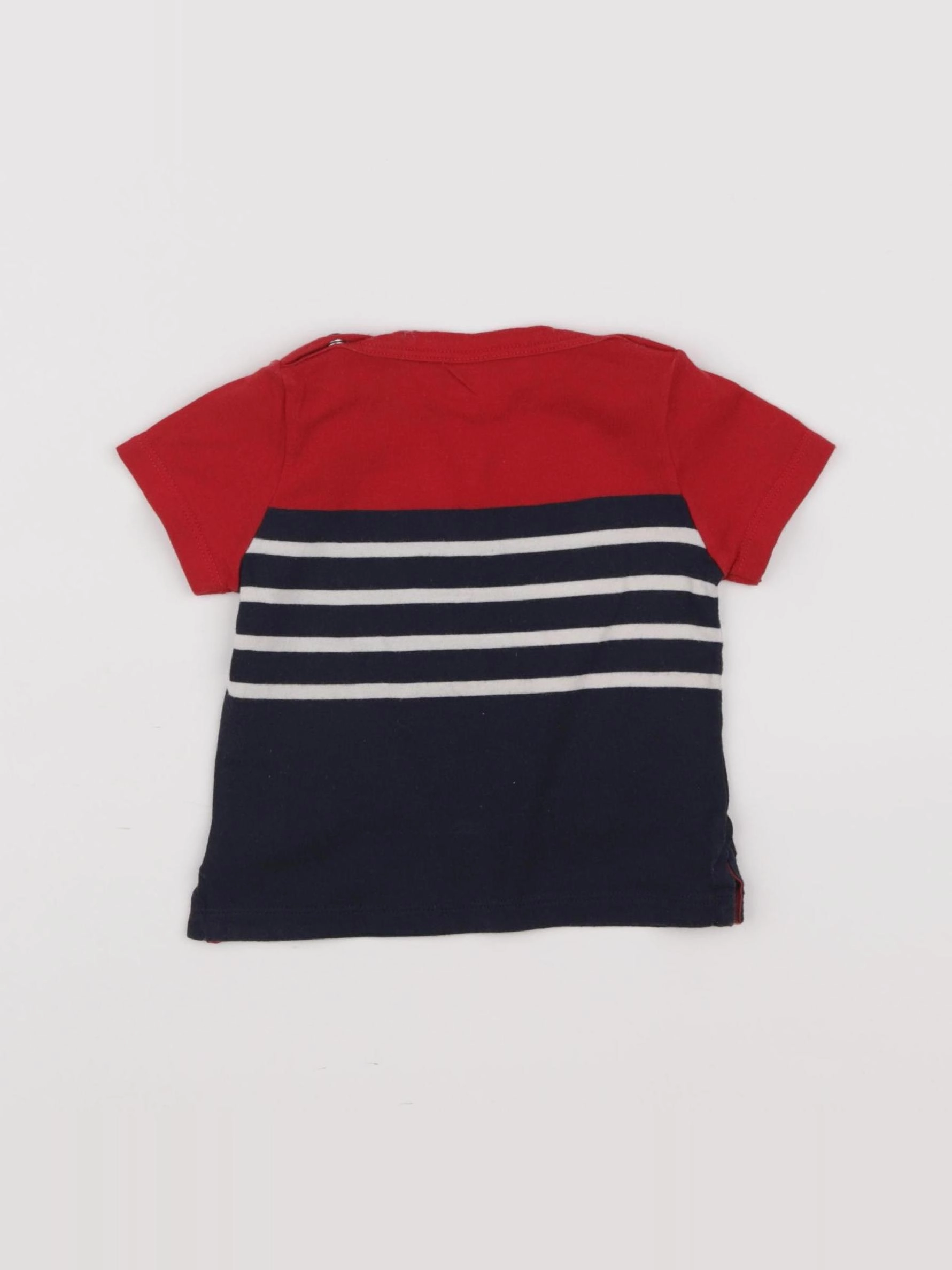 Petit Bateau - tee-shirt blanc, bleu - 12 mois