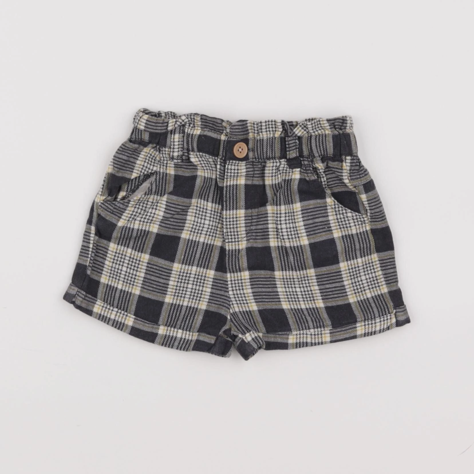 Vertbaudet - short blanc, gris - 9 mois