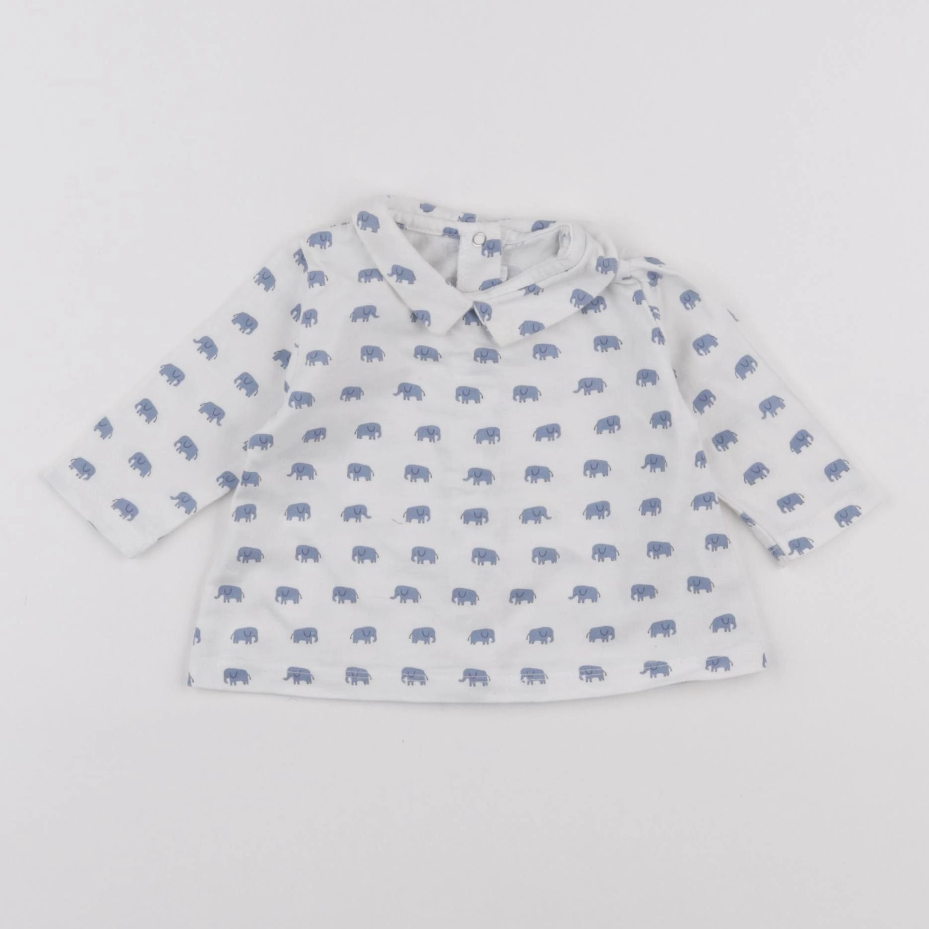 Boutchou - tee-shirt blanc, bleu - 3 mois