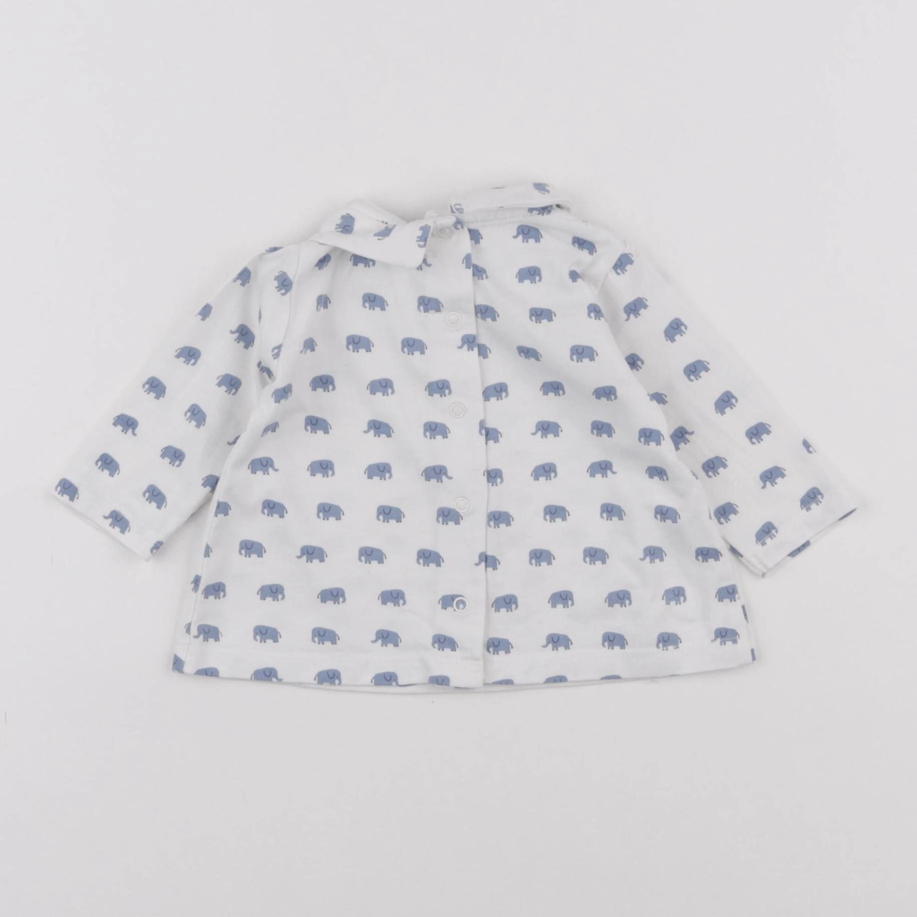 Boutchou - tee-shirt blanc, bleu - 3 mois