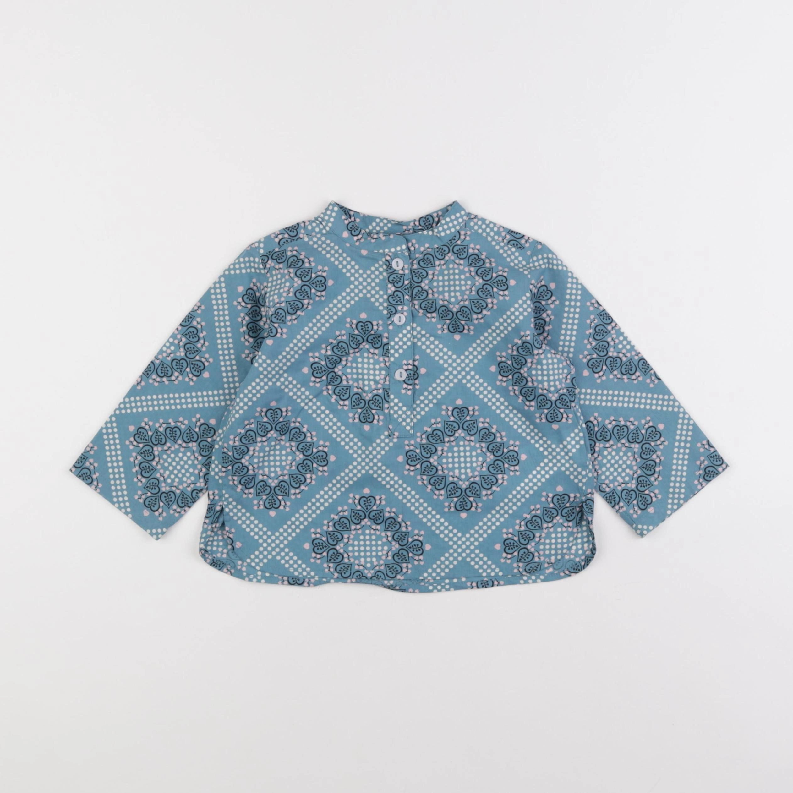 Bonton - chemise bleu - 12 mois