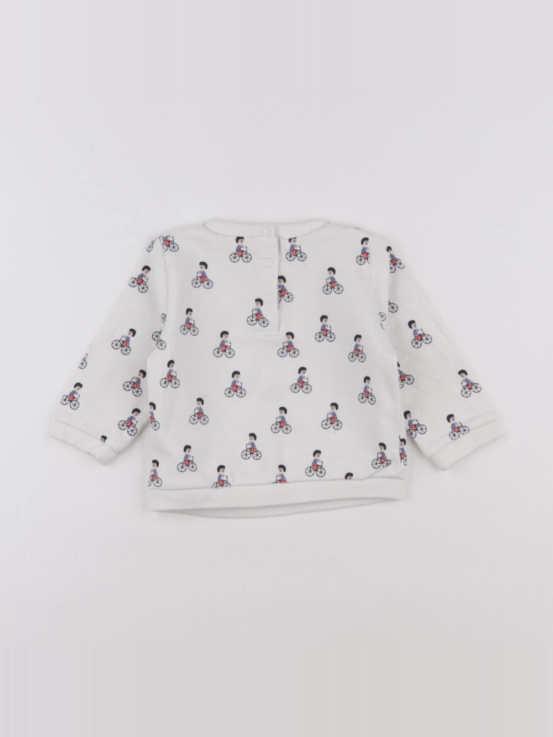Boutchou - sweat blanc, bleu - 12 mois