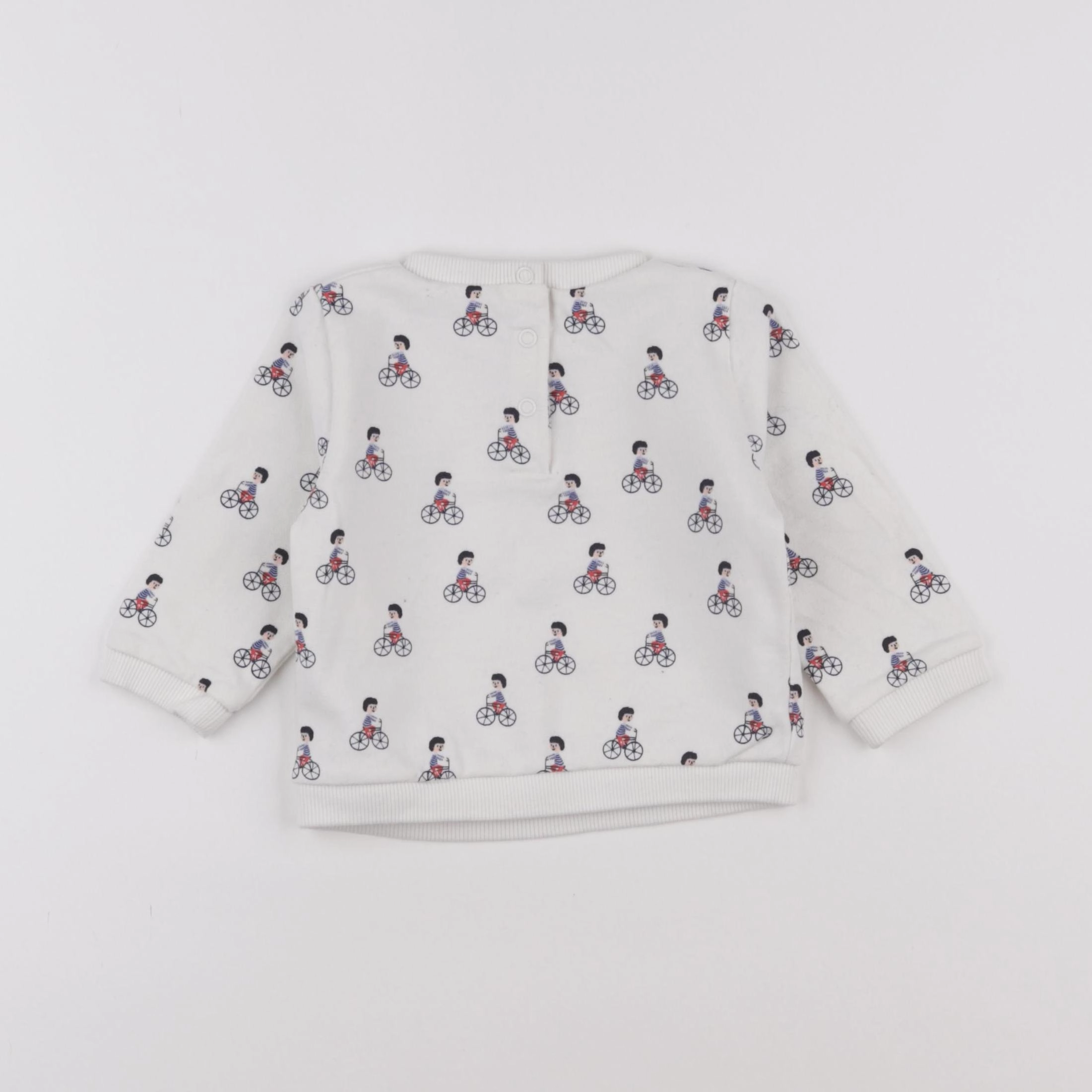 Boutchou - sweat blanc, bleu - 12 mois