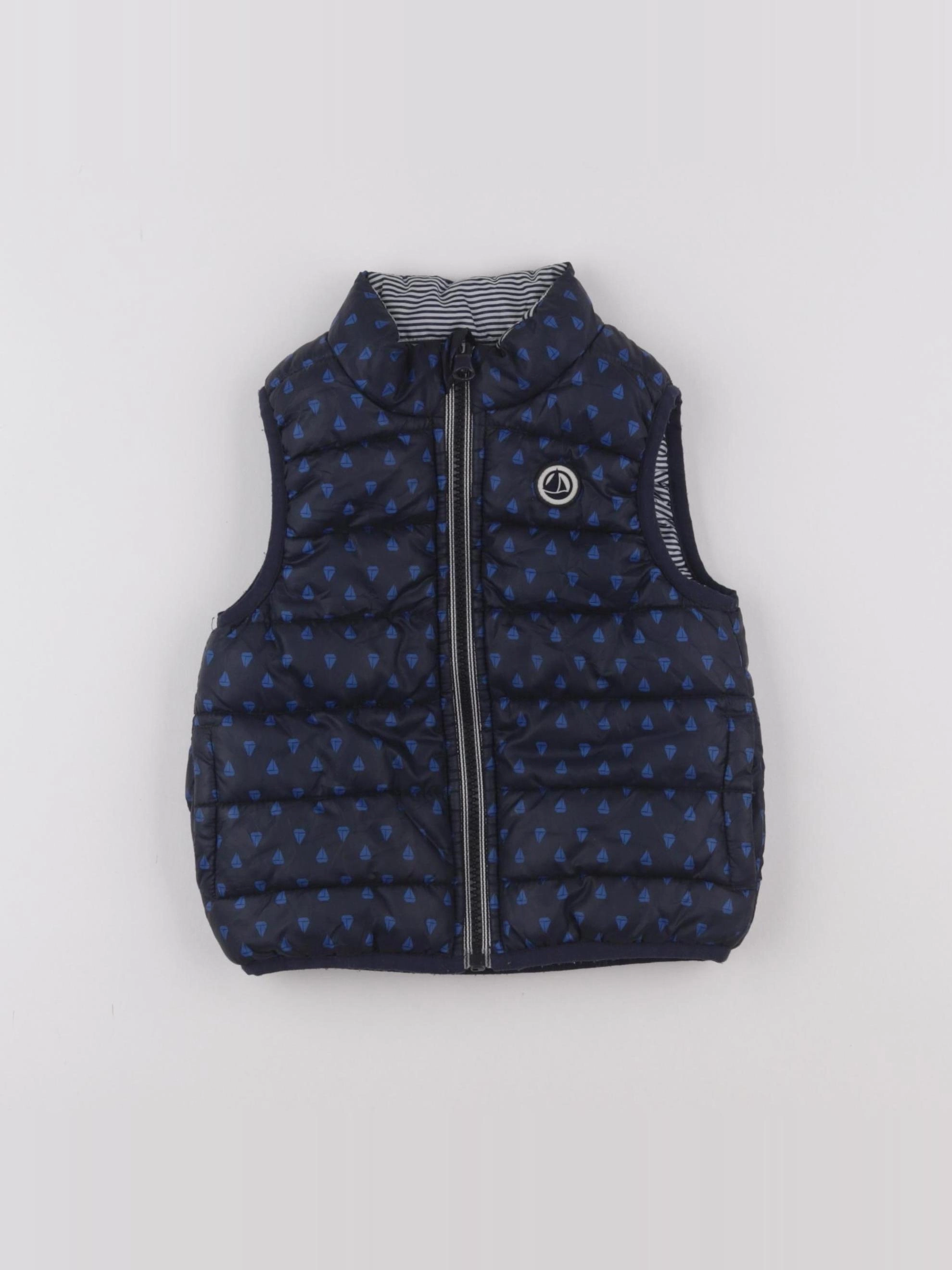 Petit Bateau - doudoune réversible bleu - 12 mois