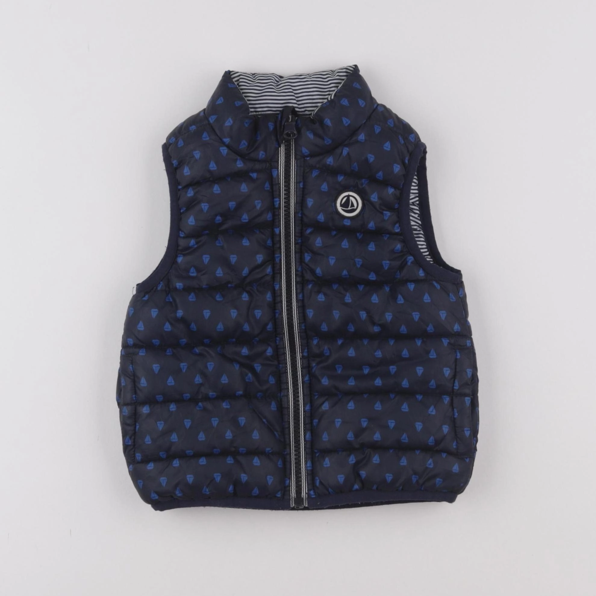 Petit Bateau - doudoune réversible bleu - 12 mois
